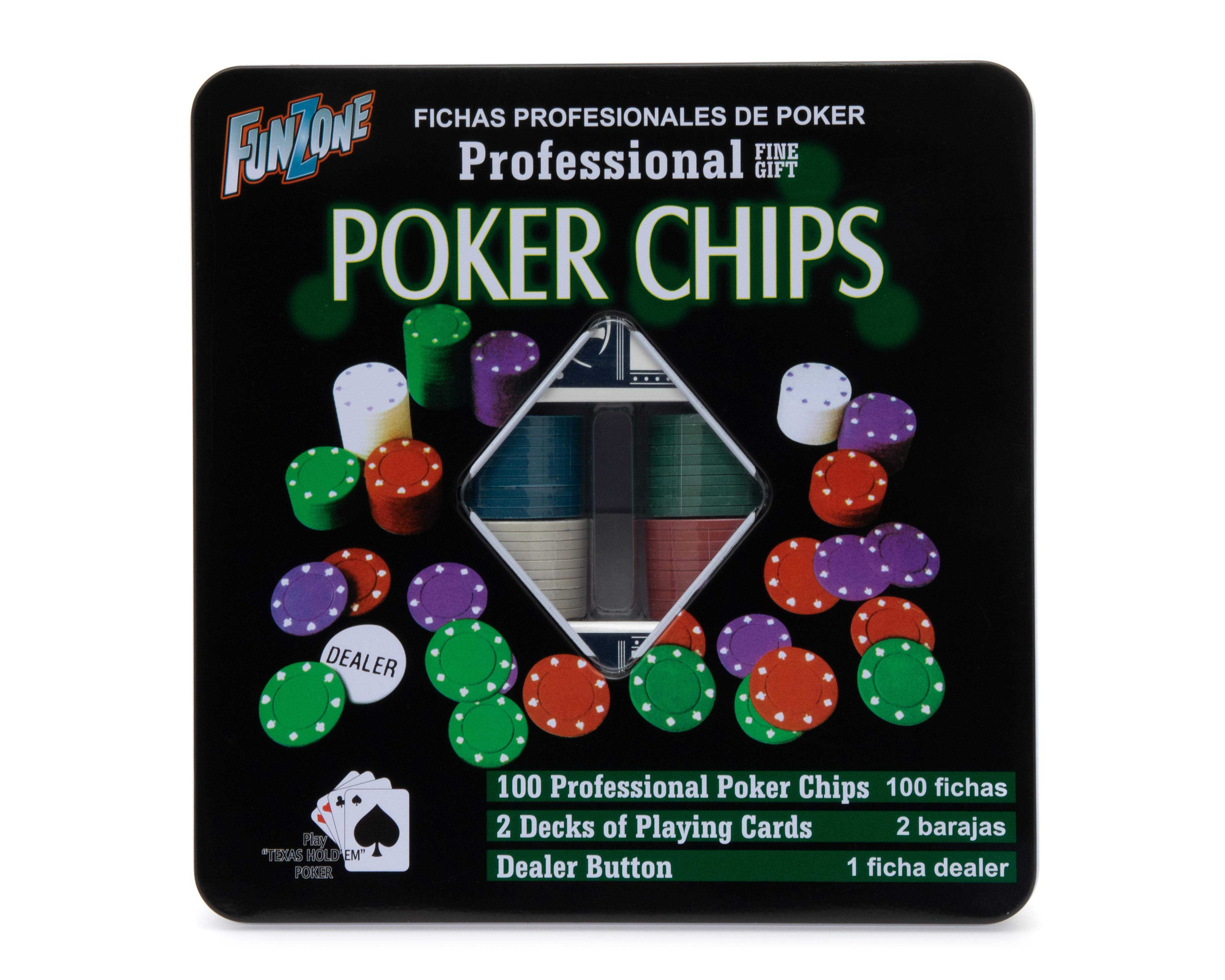 Foto 2 pulgar | Juego de Fichas de Poker 100 Piezas Funzone