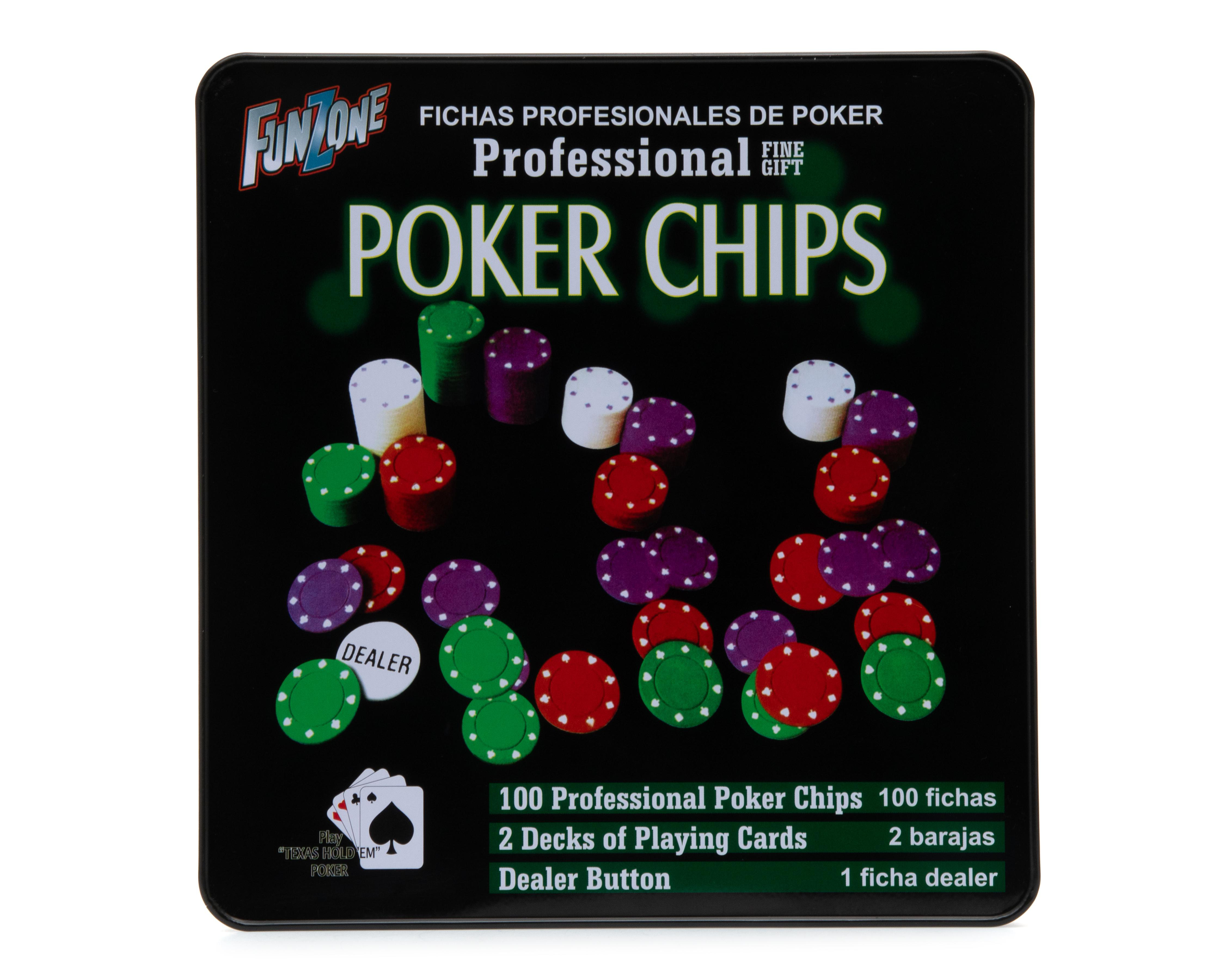 Foto 3 pulgar | Juego de Fichas de Poker 100 Piezas Funzone