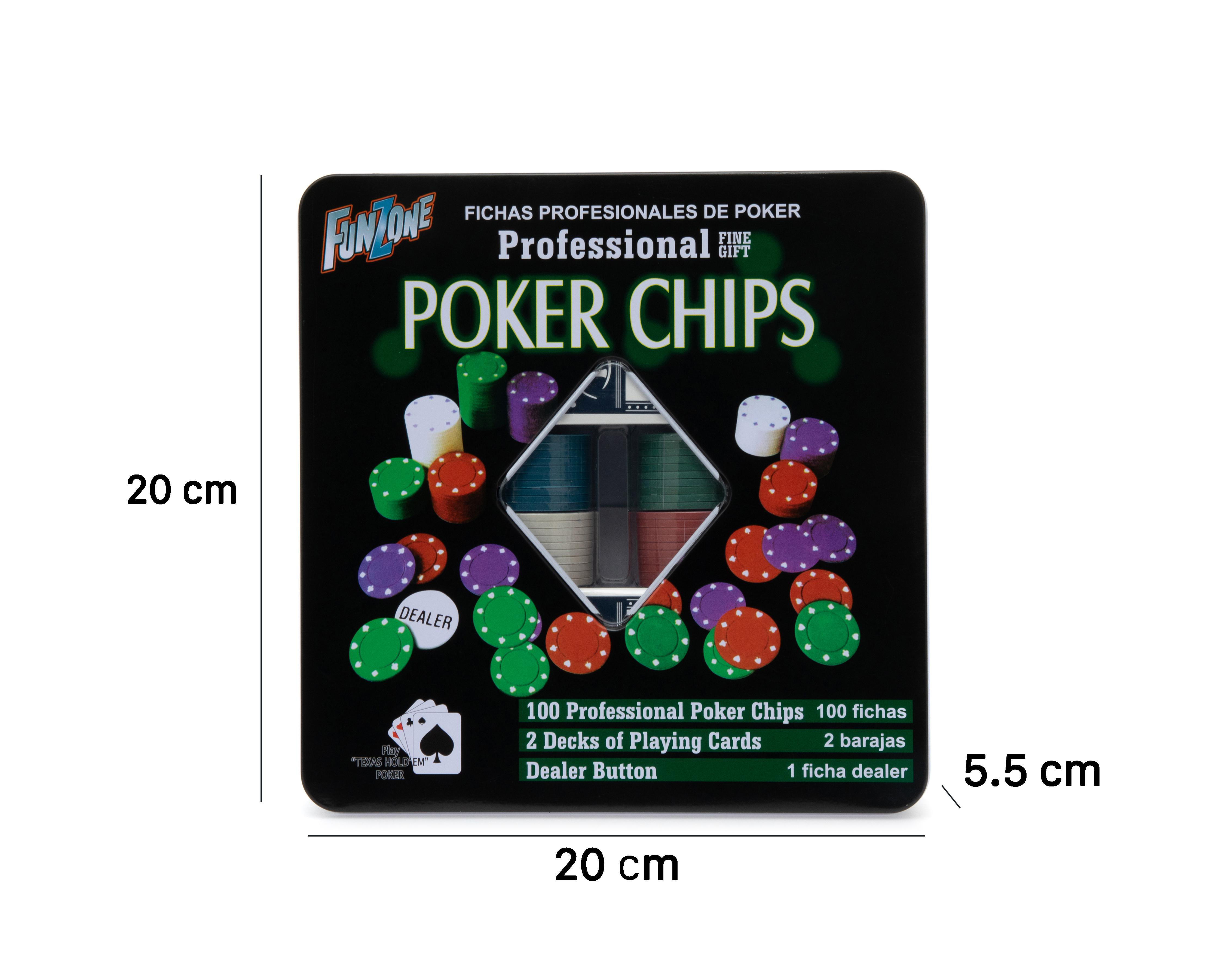 Foto 5 pulgar | Juego de Fichas de Poker 100 Piezas Funzone