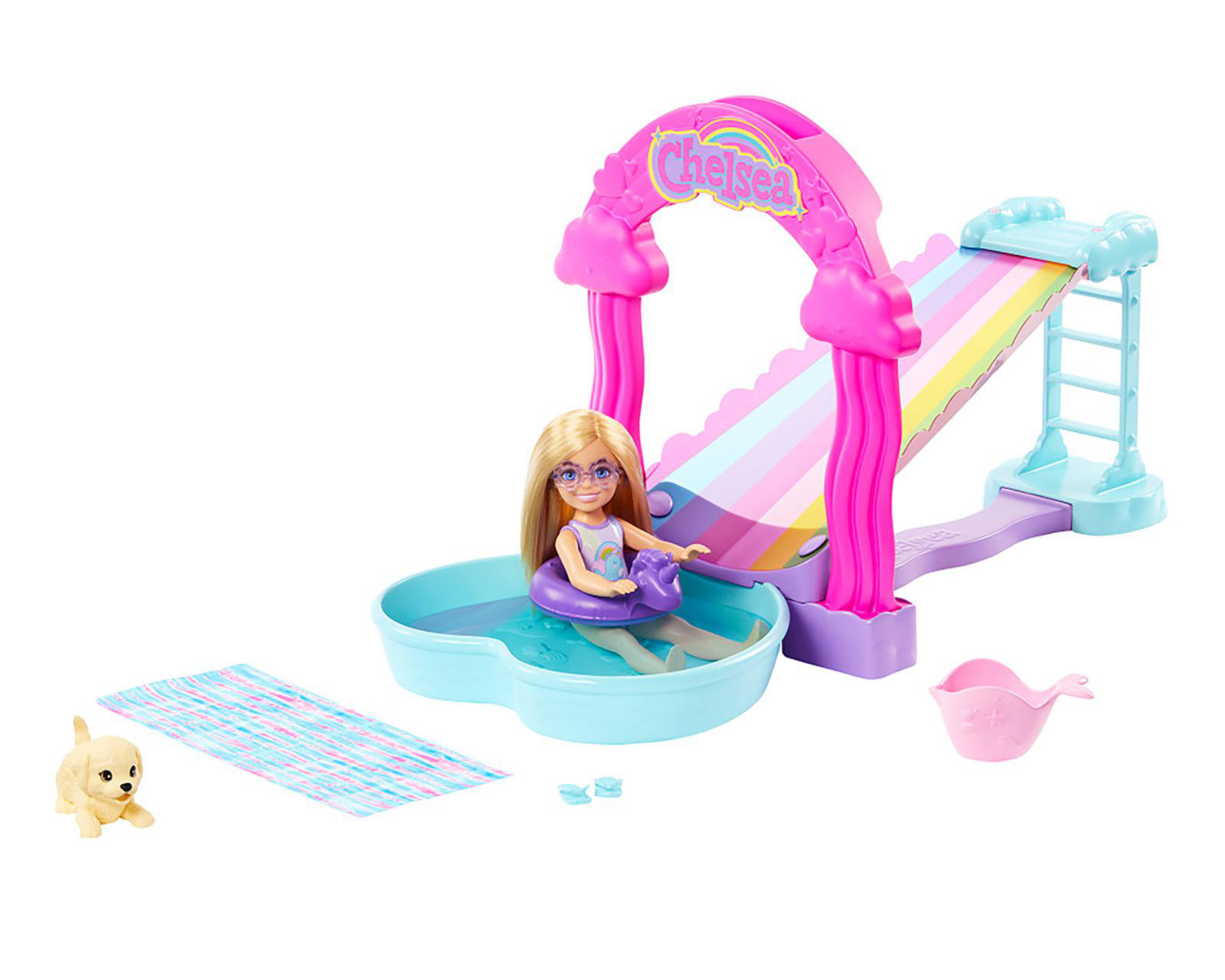 Parque Acuático Tobogán Arcoíris Mattel Barbie Chelsea $829