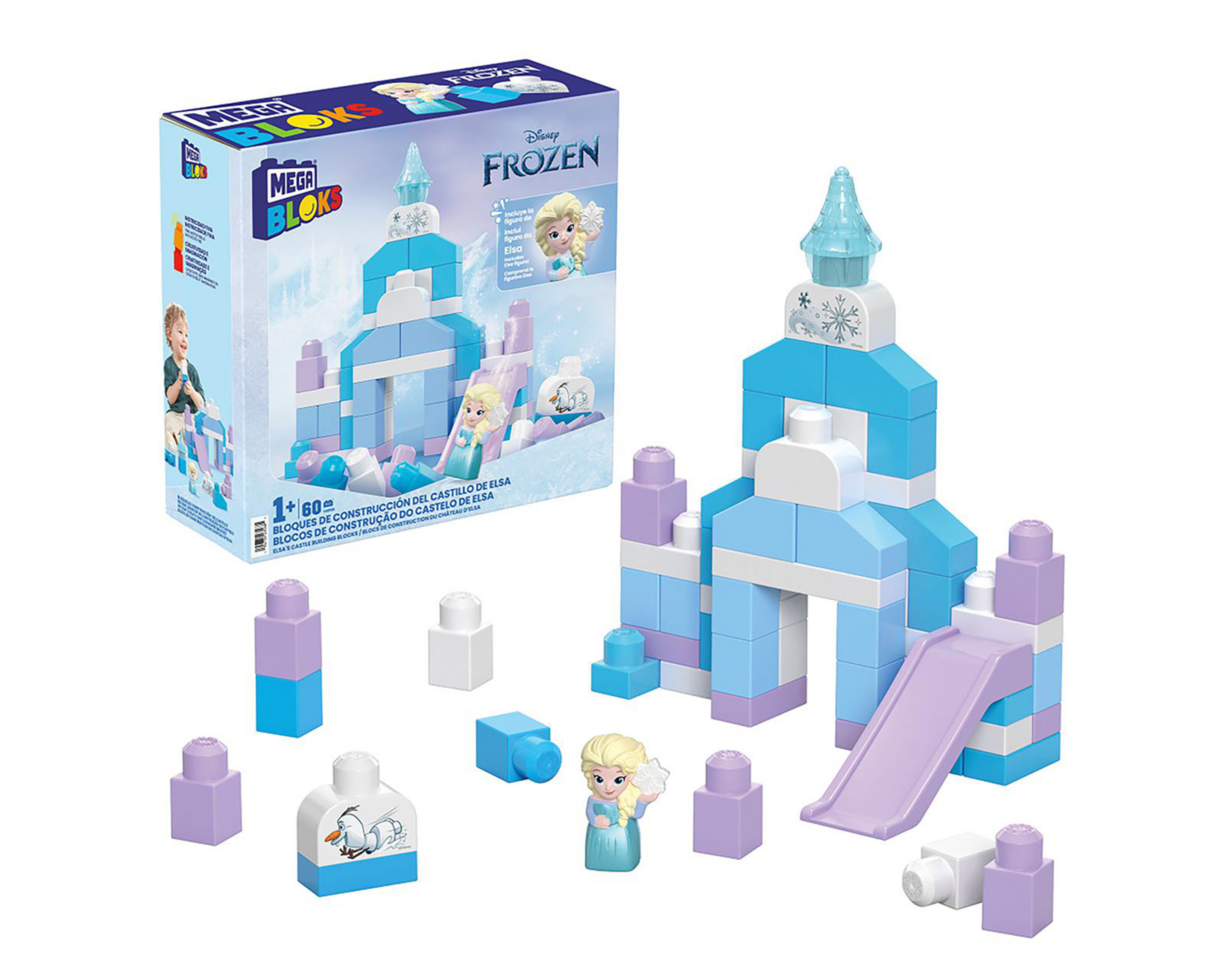 Bloques de Construcción Mega Blocks Disney Frozen Castillo de Elsa 60 Piezas