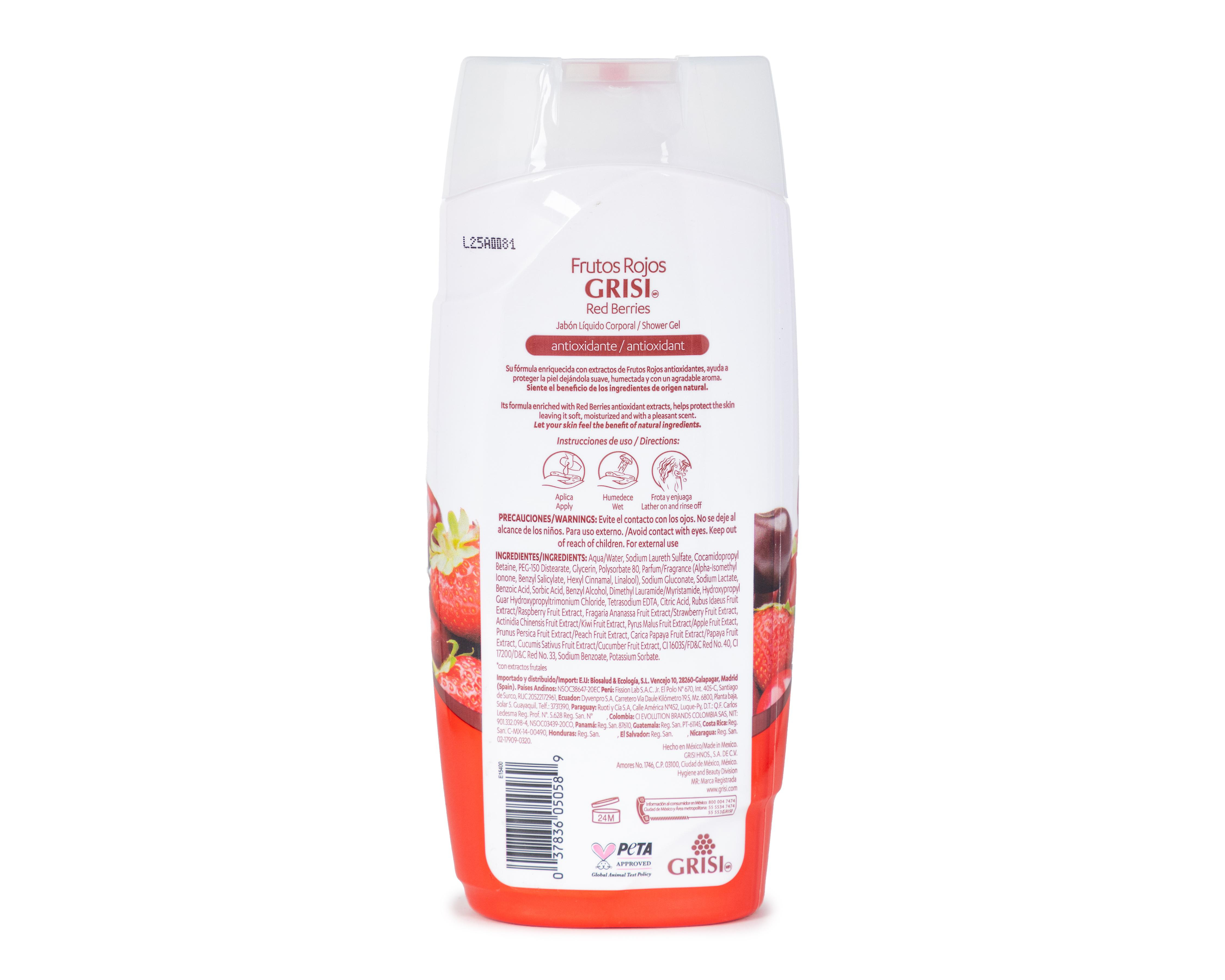 Foto 3 pulgar | Jabón Líquido para el Cuerpo Grisi Red Berries Antioxidante  450 ml