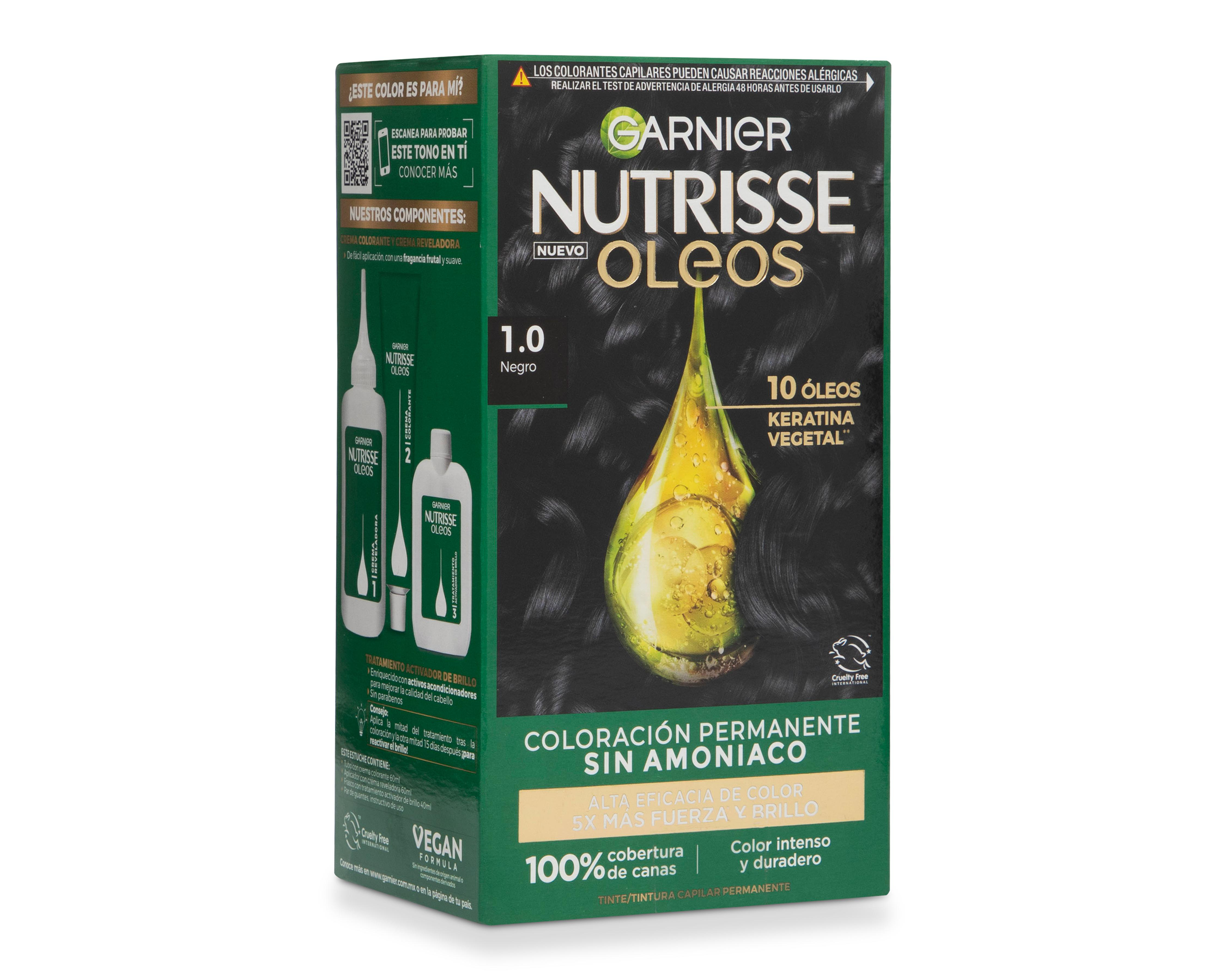 Foto 3 pulgar | Tinte para Cabello Garnier Nutrisse Oleos 1.0 Negro