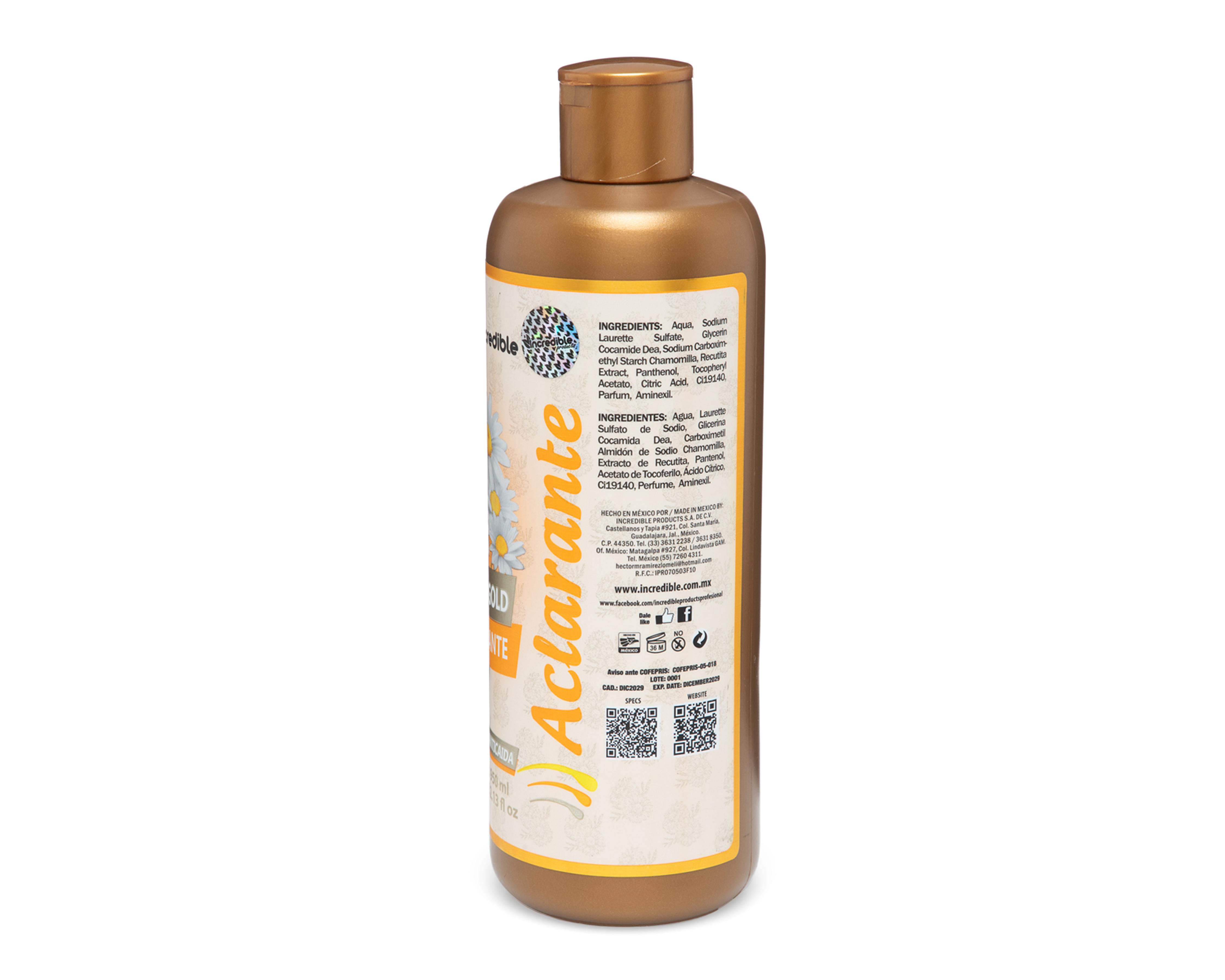 Foto 3 pulgar | Shampoo Incredible Products Rayos Gold Manzanilla Aclarante 950 ml