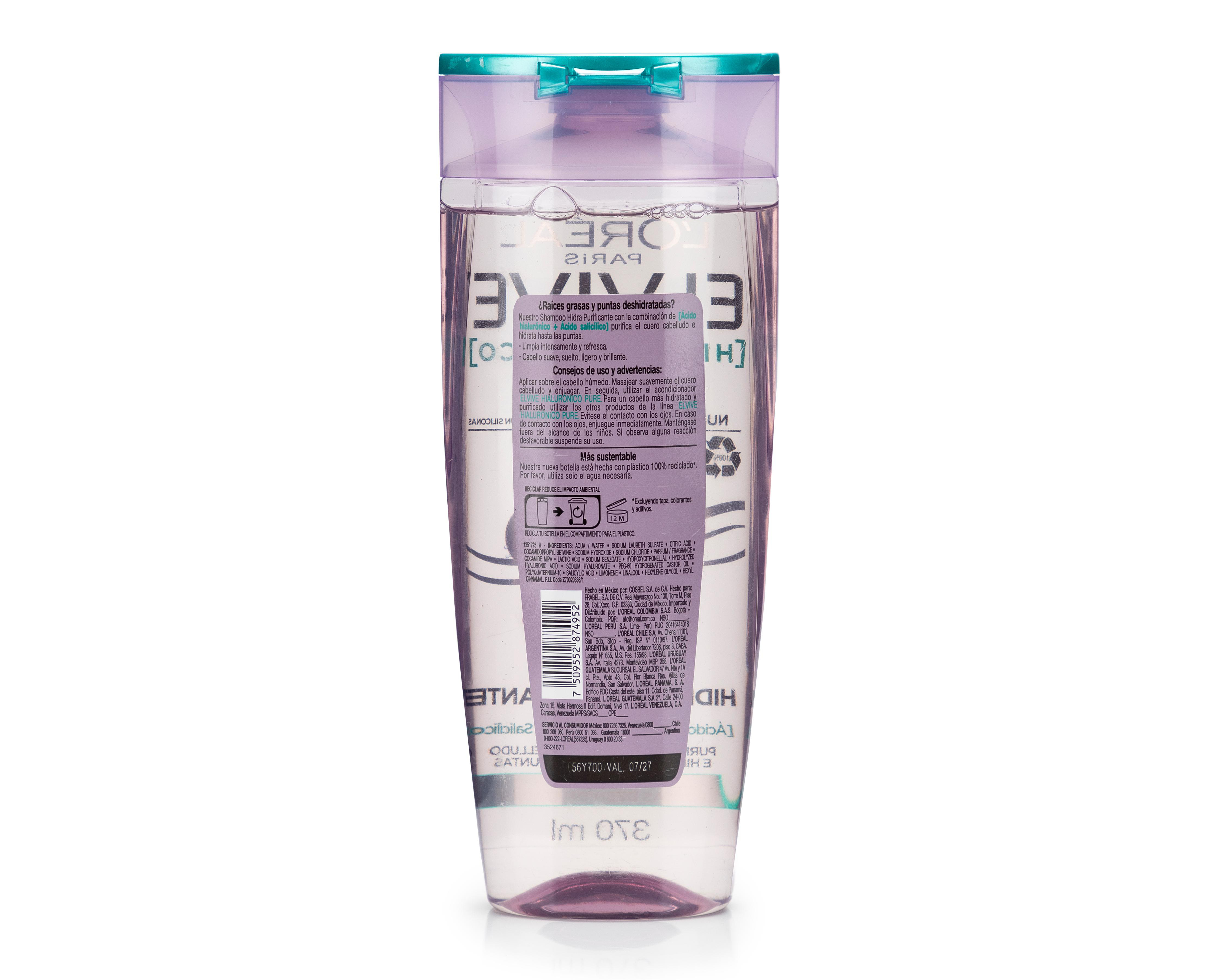 Foto 3 pulgar | Shampoo L'Oréal Elvive Hidra Purificante 370 ml