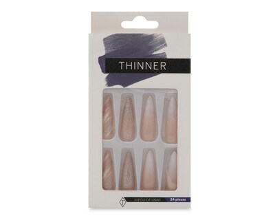 Foto 1 | Uñas Postizas Thinner Rosa 24 Piezas