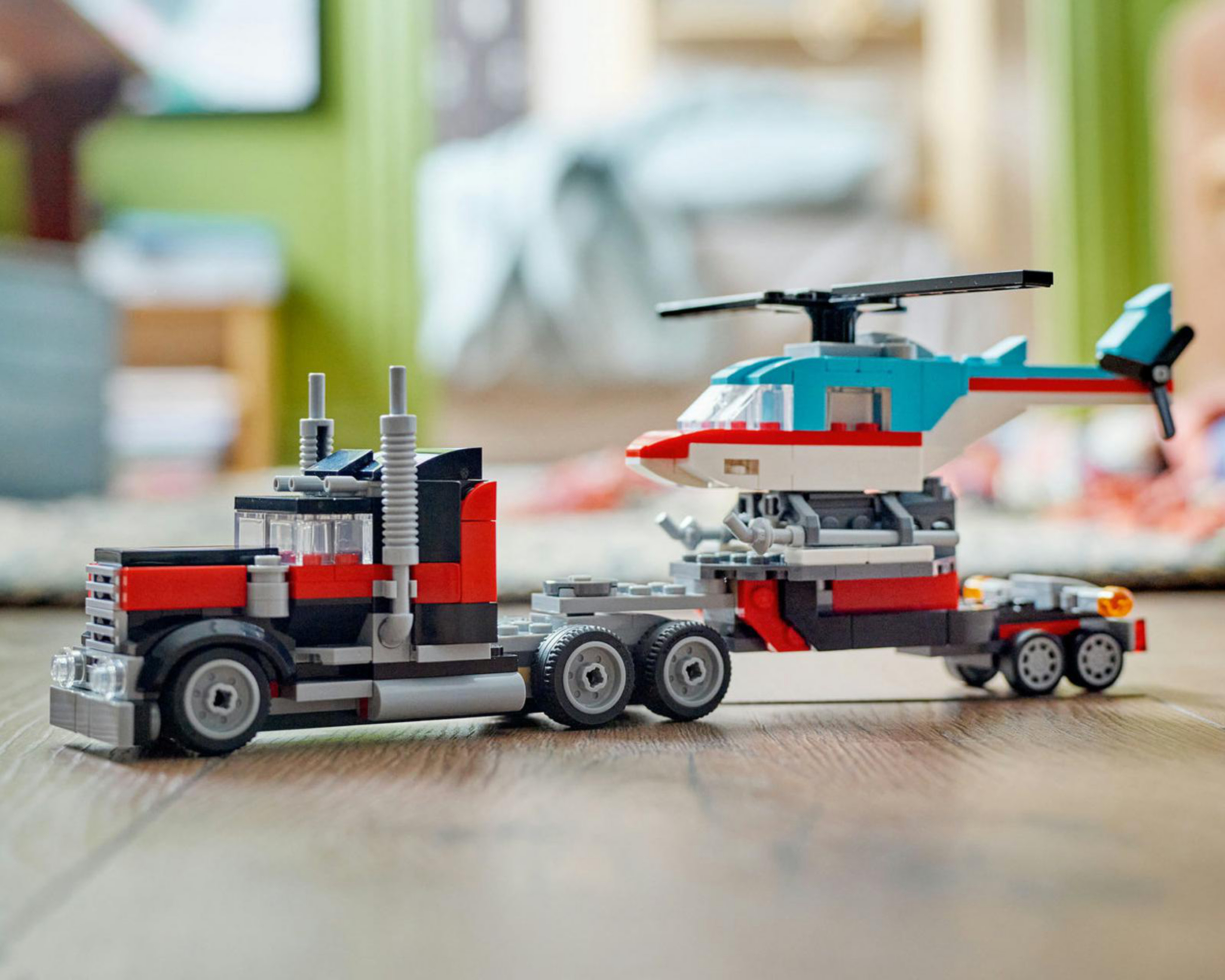 Foto 6 | LEGO Creator: Camión Plataforma con Helicóptero