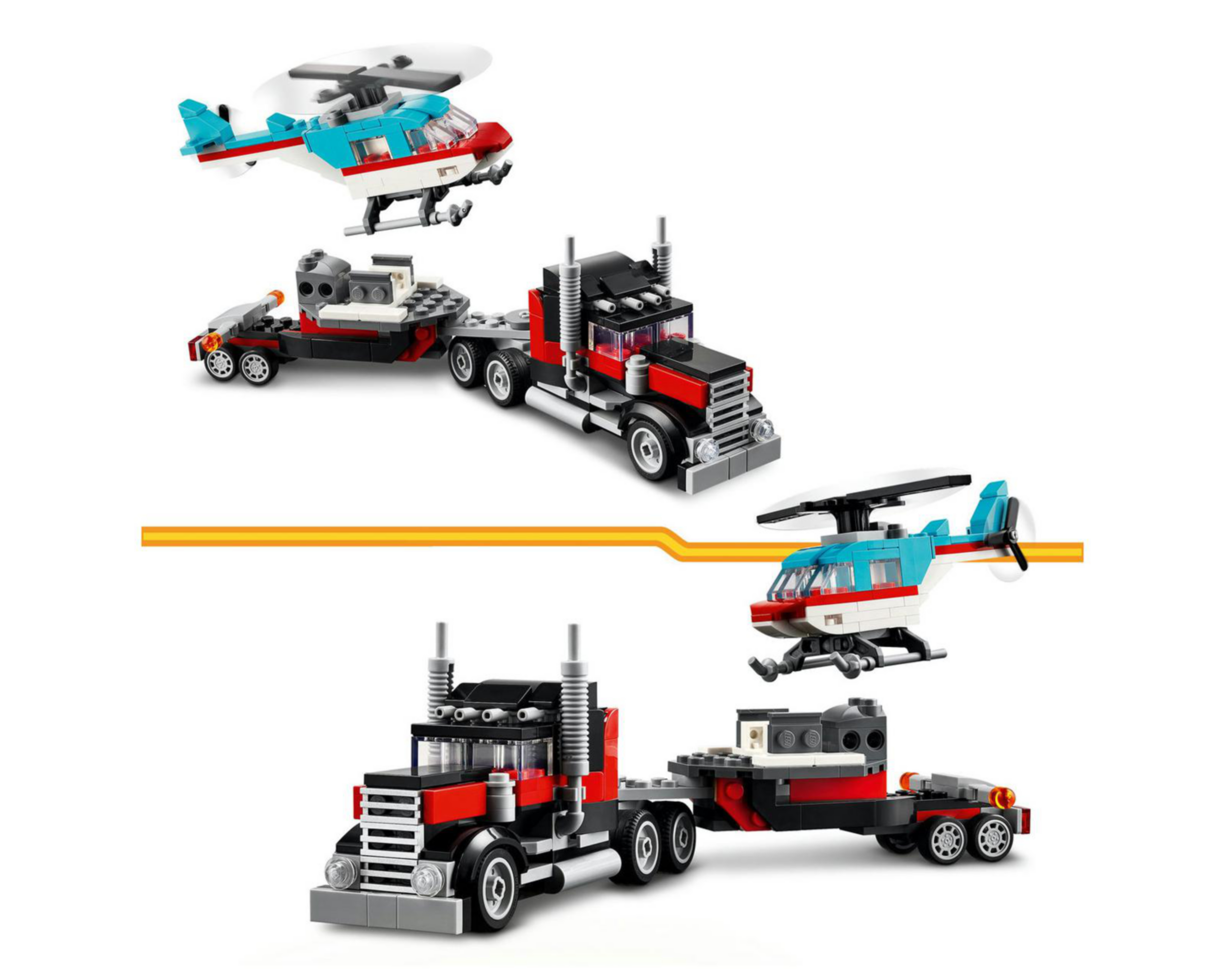 Foto 7 | LEGO Creator: Camión Plataforma con Helicóptero