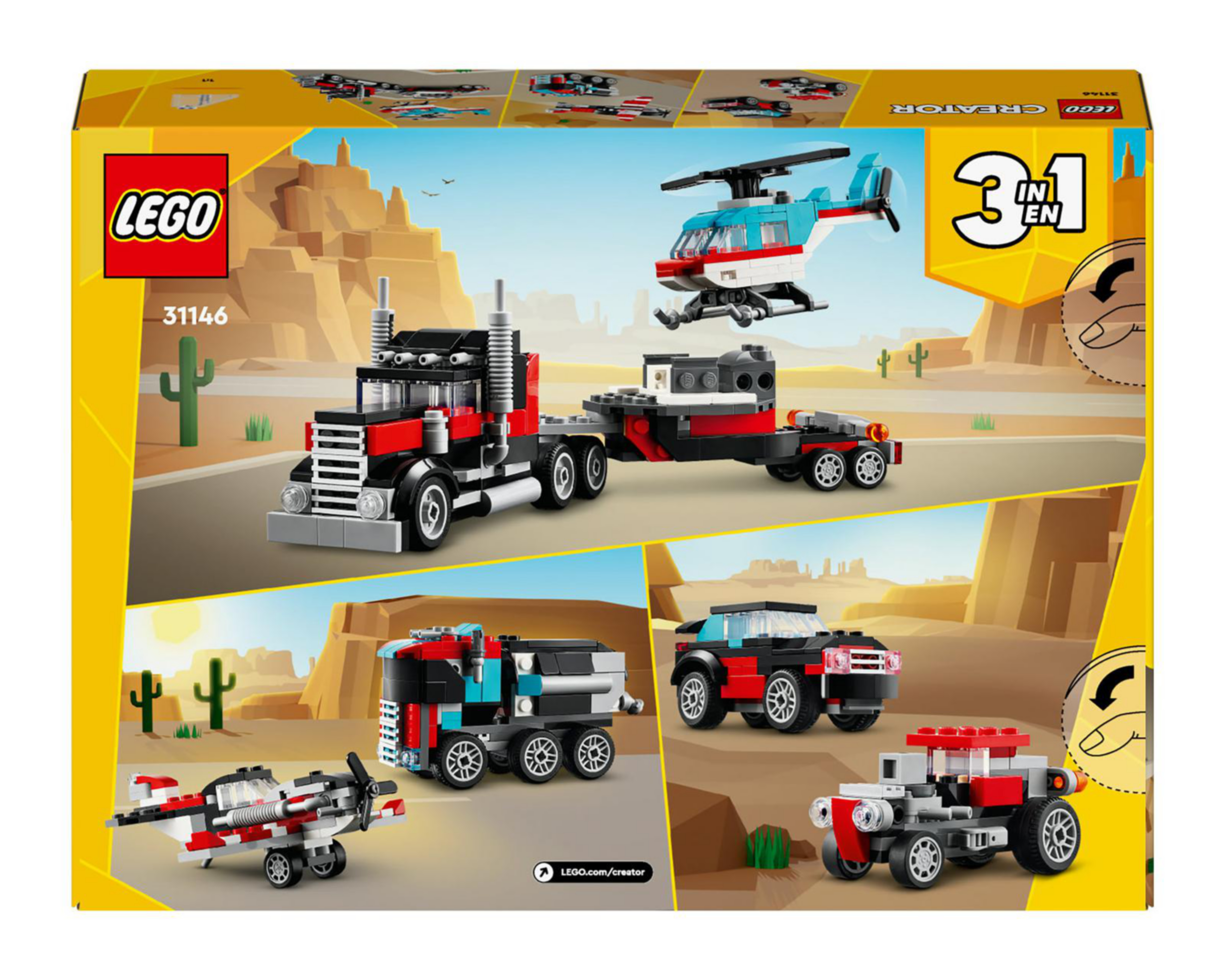 Foto 9 | LEGO Creator: Camión Plataforma con Helicóptero