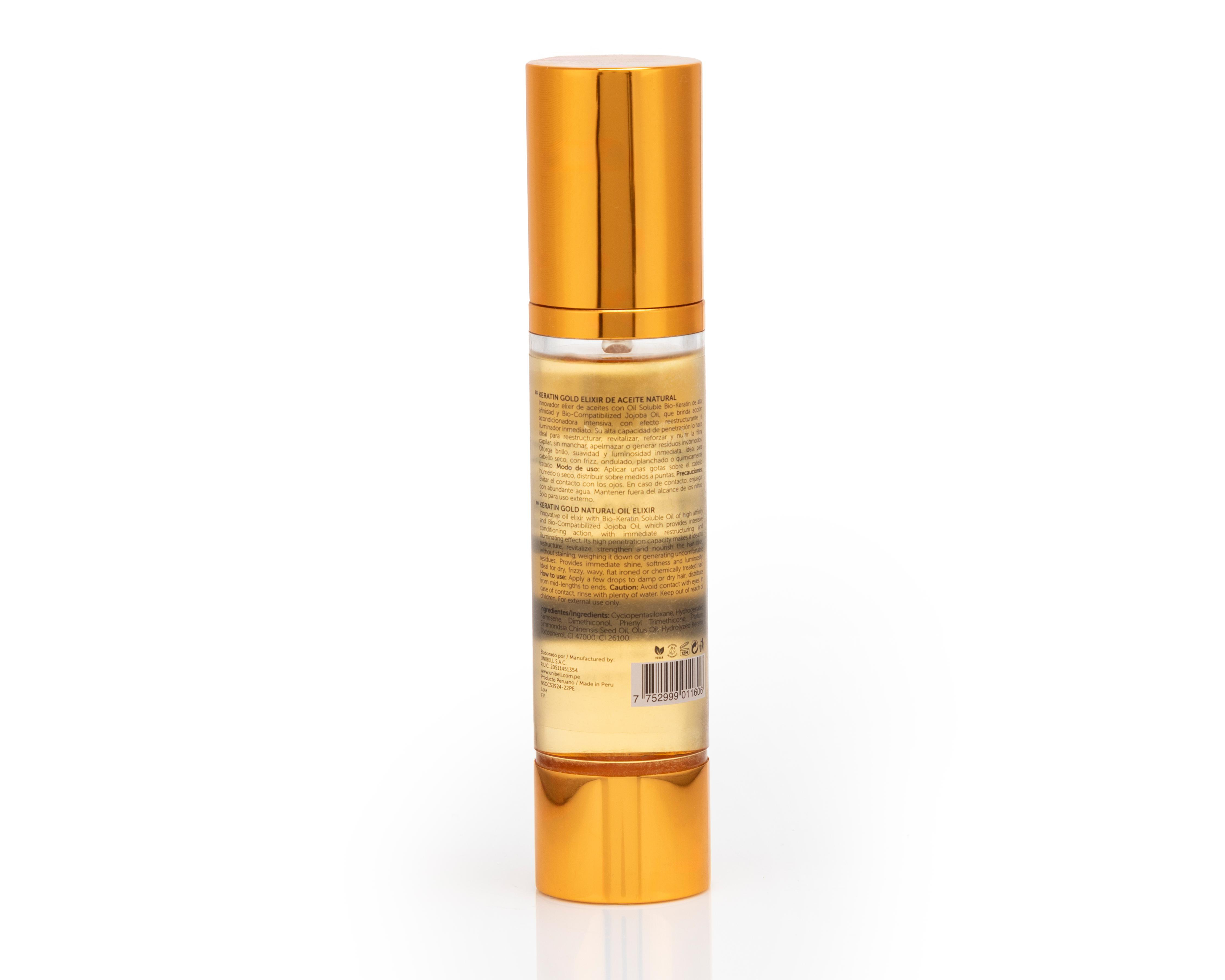 Foto 2 | Tratamiento Capilar Lanosterín Keratin Gold Elixir de Aceite Natural 47 ml