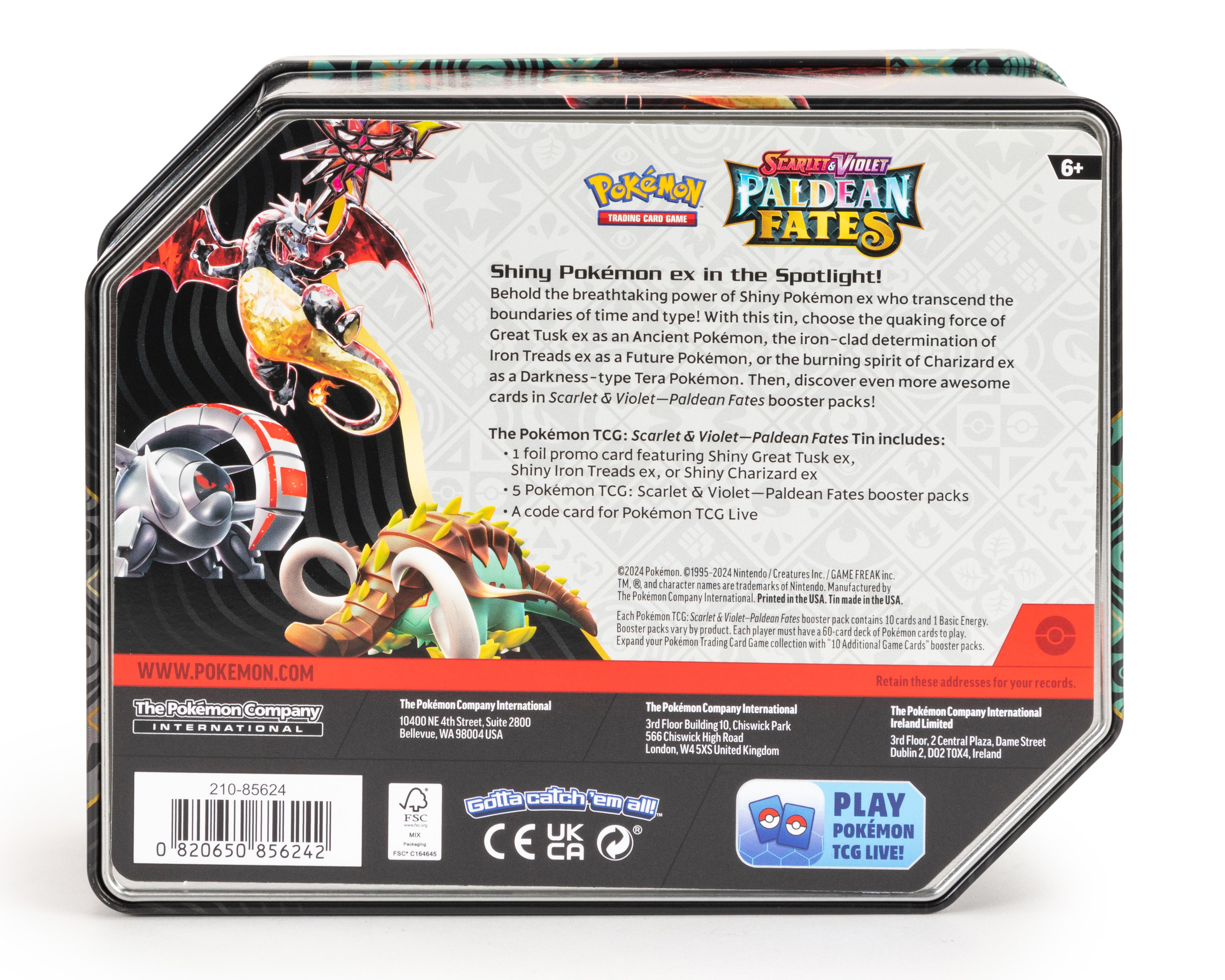 Foto 3 pulgar | Juego de Cartas Pokémon Paldean Fates Shiny Great Tusk Ex Tin