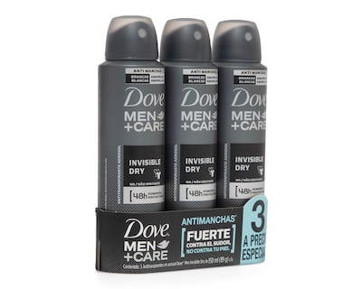 Foto 2 | Desodorante en Aerosol Dove Men+Care Invisible Dry 3 Piezas