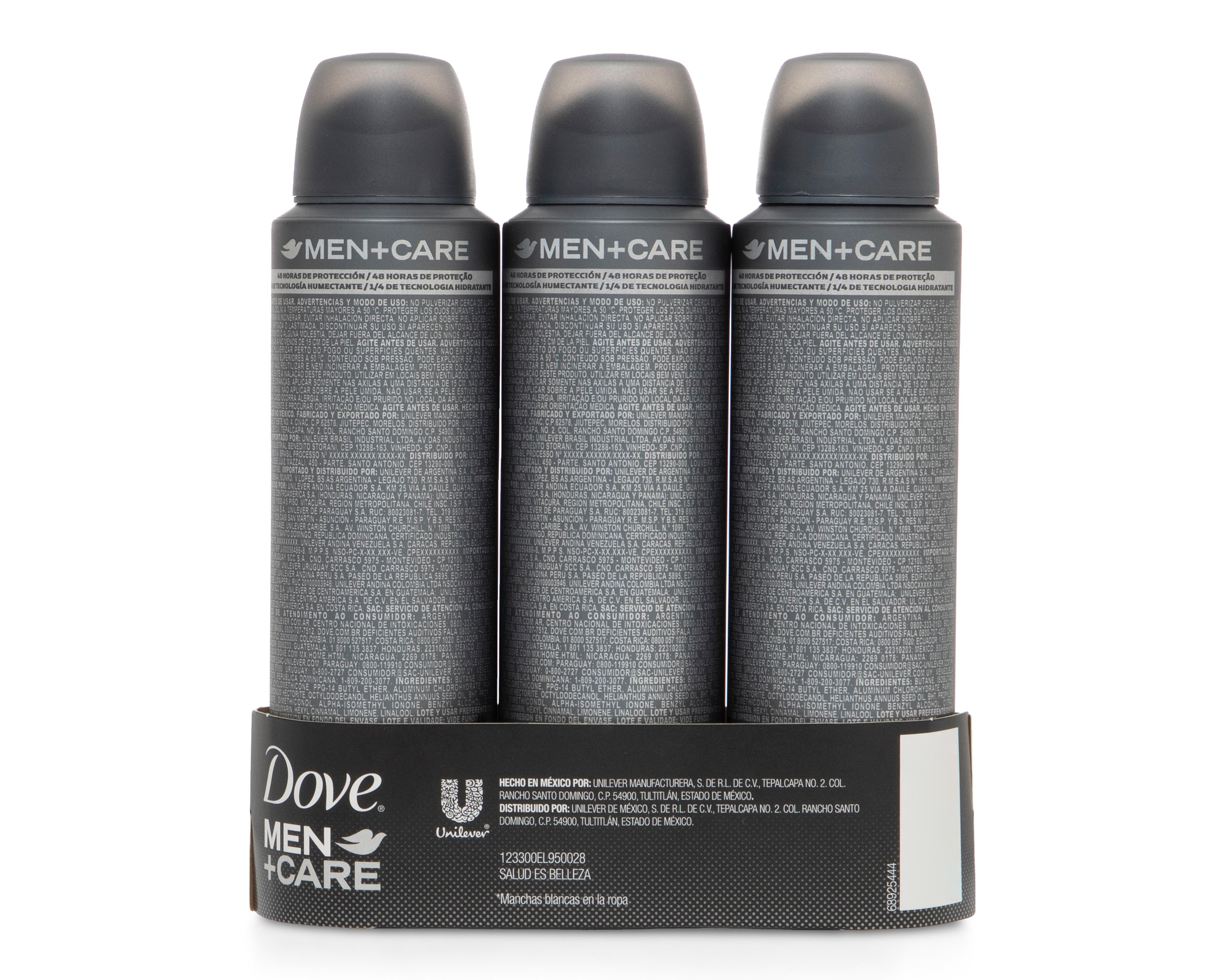 Foto 3 | Desodorante en Aerosol Dove Men+Care Invisible Dry 3 Piezas