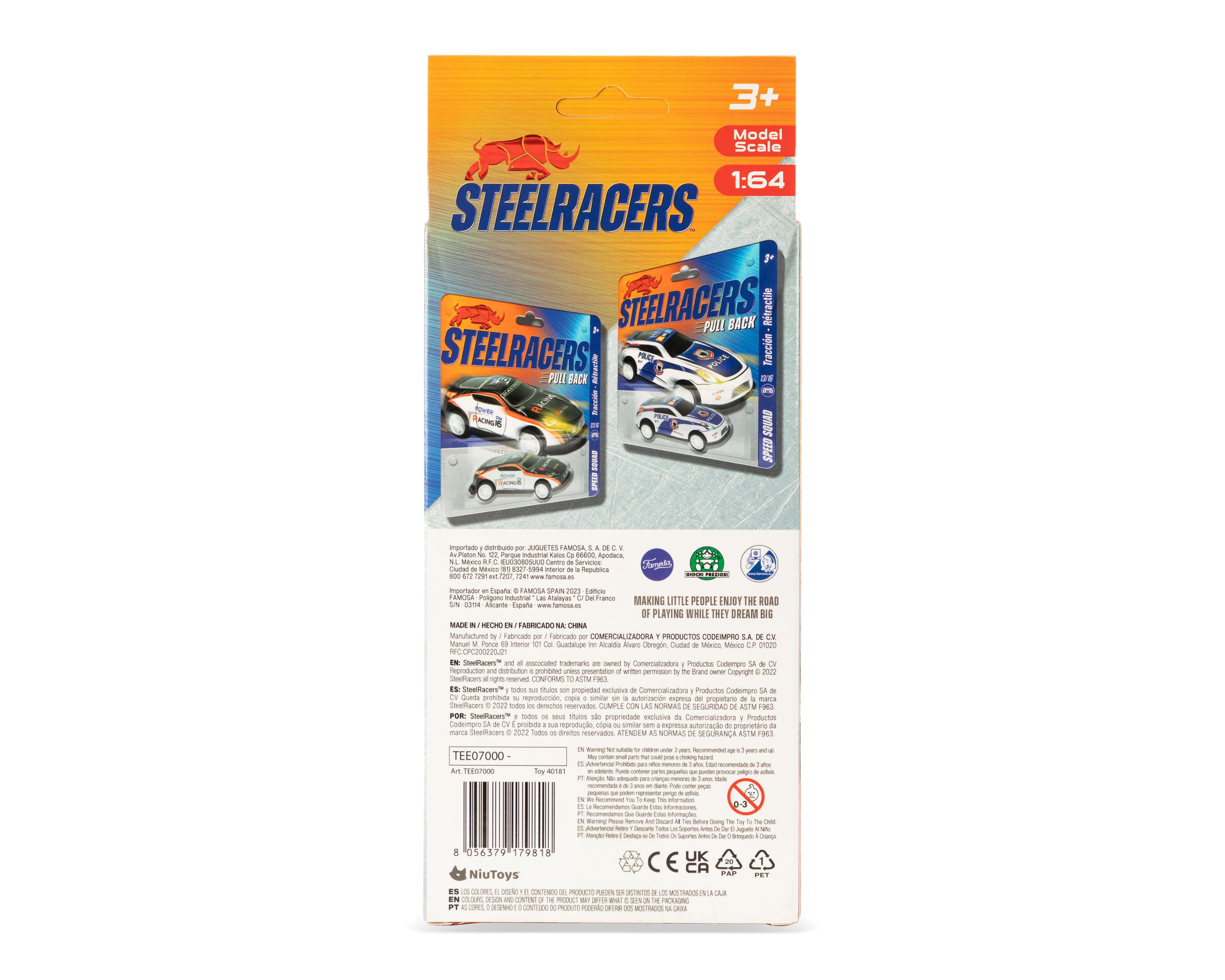 Foto 3 pulgar | Carros Steelracers 3 Piezas