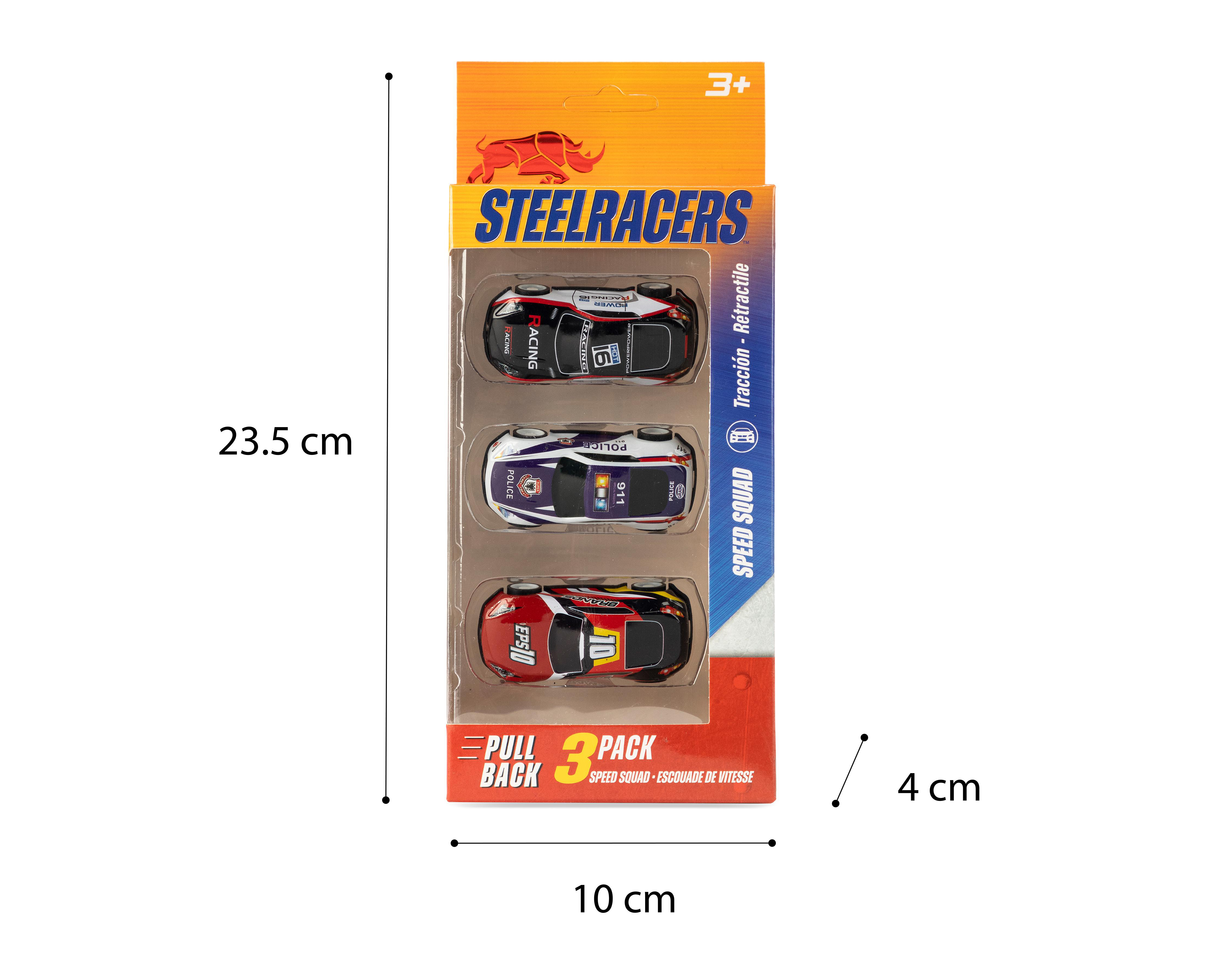 Foto 4 pulgar | Carros Steelracers 3 Piezas