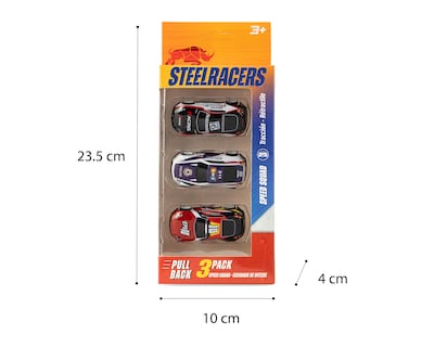 Foto 3 | Carros Steelracers 3 Piezas