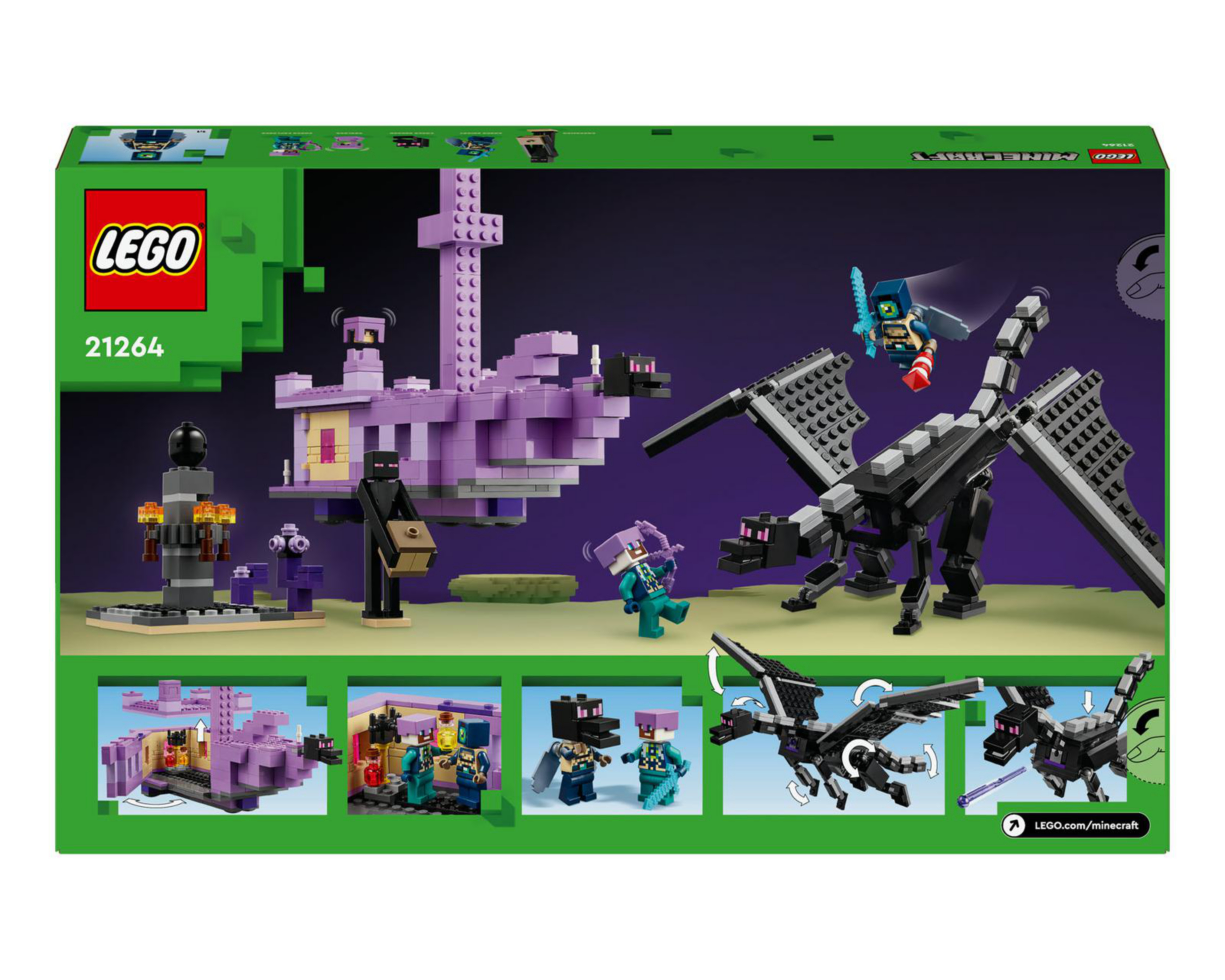 Foto 10 pulgar | LEGO Minecraft: El Dragón Ender y el Barco del End