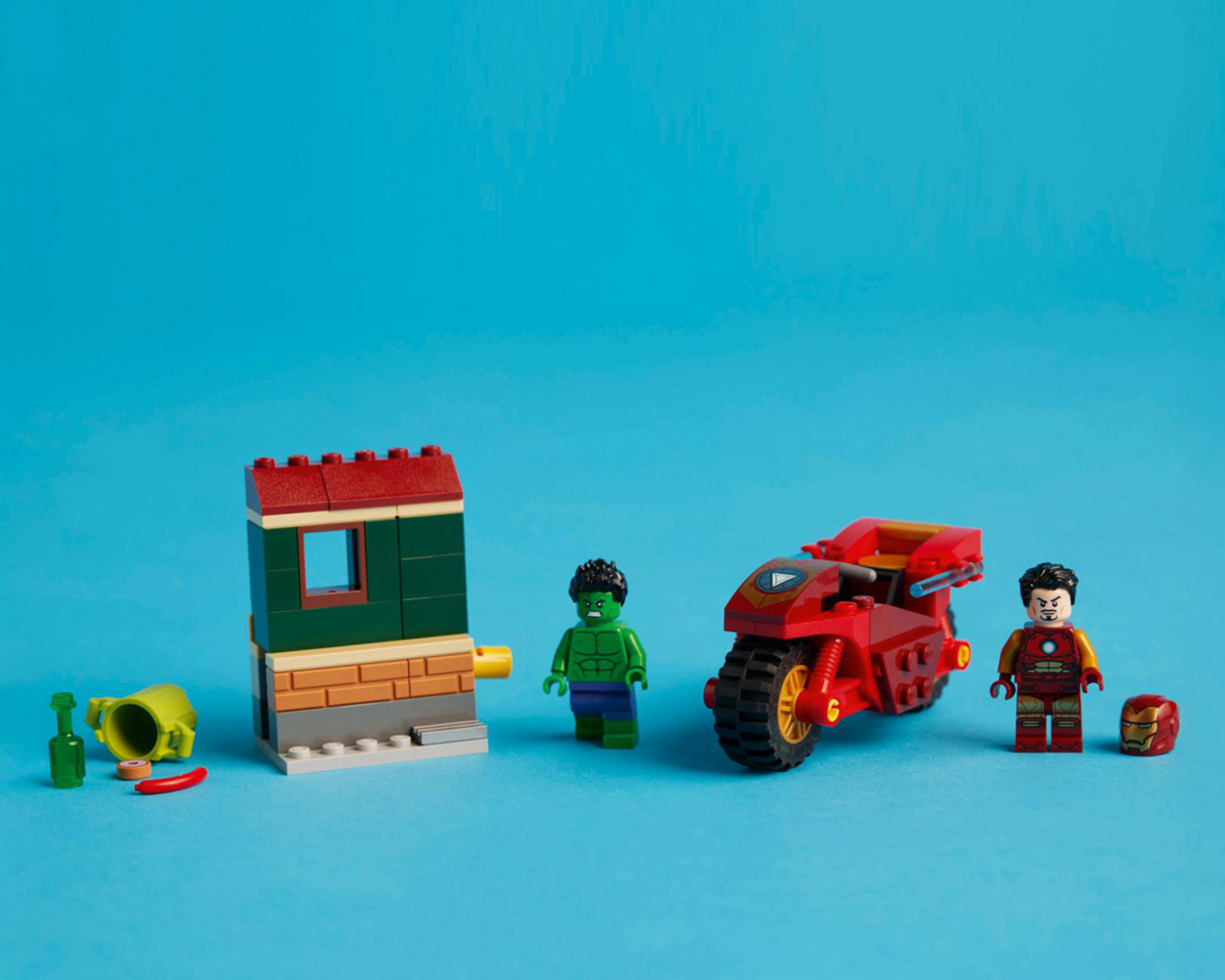 Foto 7 pulgar | LEGO Marvel Iron Man con Moto y Hulk