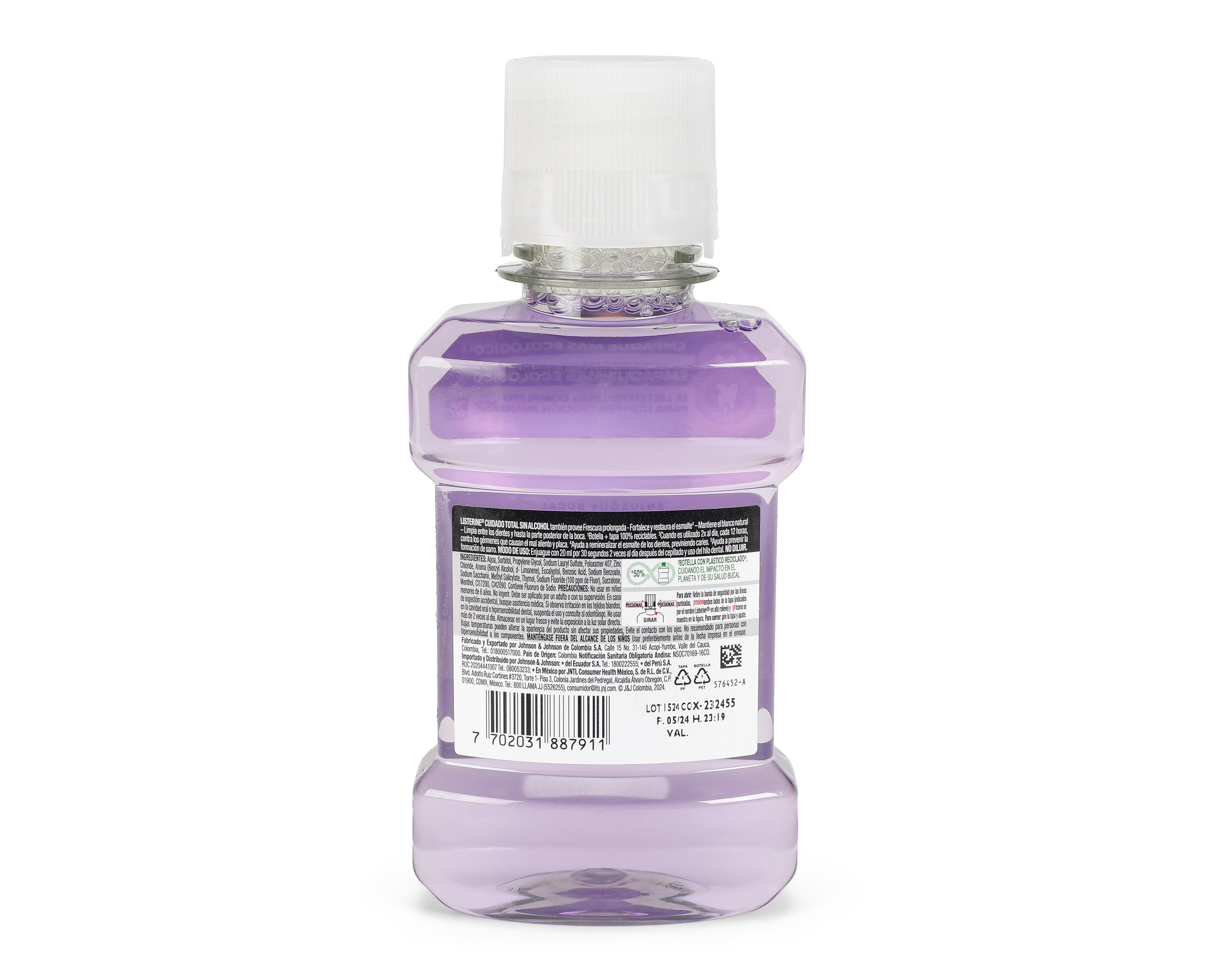 Foto 3 pulgar | Enjuague Bucal Listerine Cuidado Total sin Alcohol 180 ml