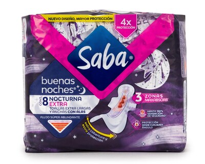 Foto 1 | Toallas Femeninas Saba Buenas Noches 8 Piezas