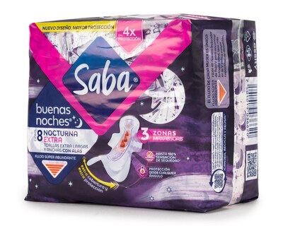 Foto 3 | Toallas Femeninas Saba Buenas Noches 8 Piezas
