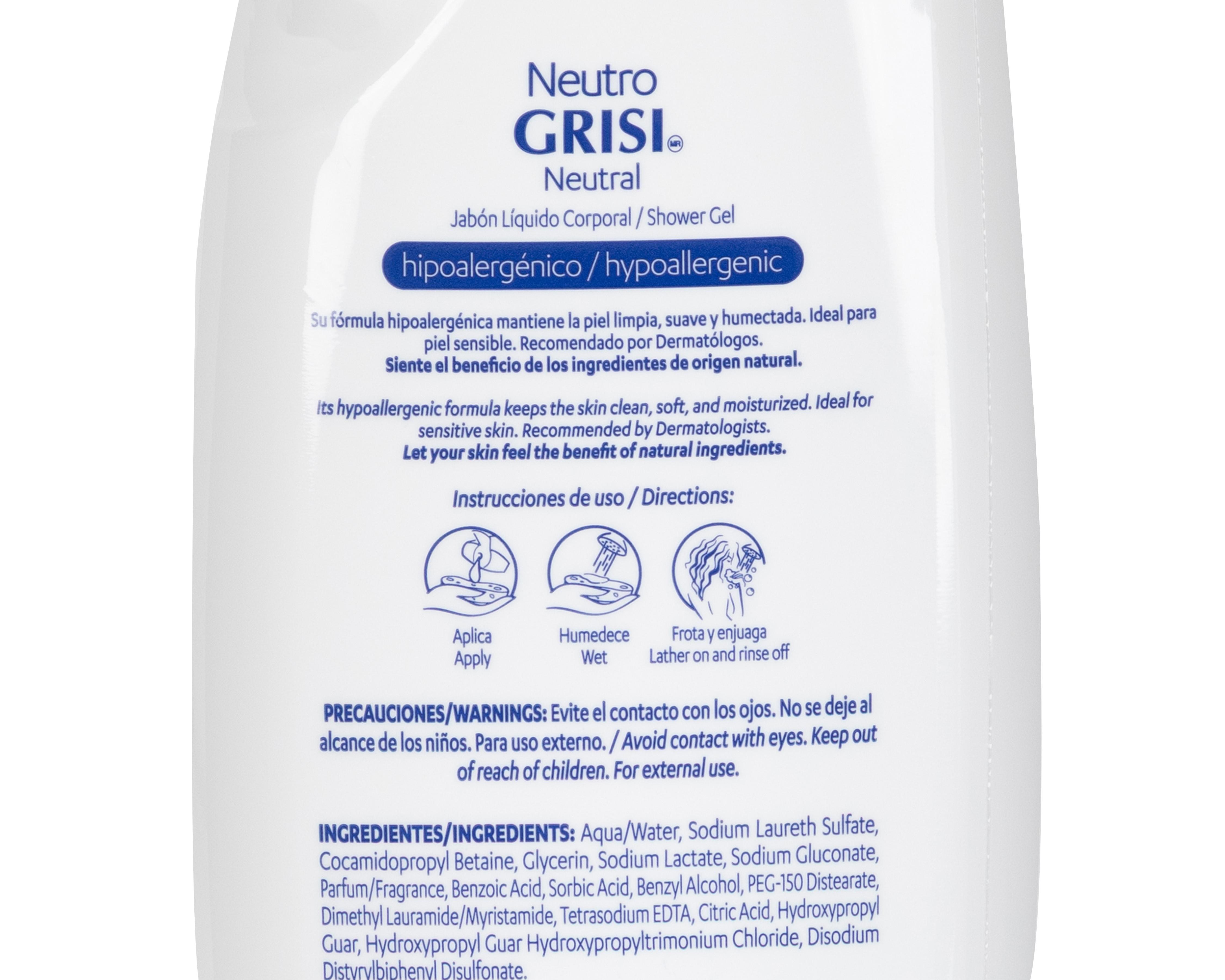Foto 4 pulgar | Jabón Líquido para el Cuerpo Grisi Neutro Hipoalergénico  450 ml