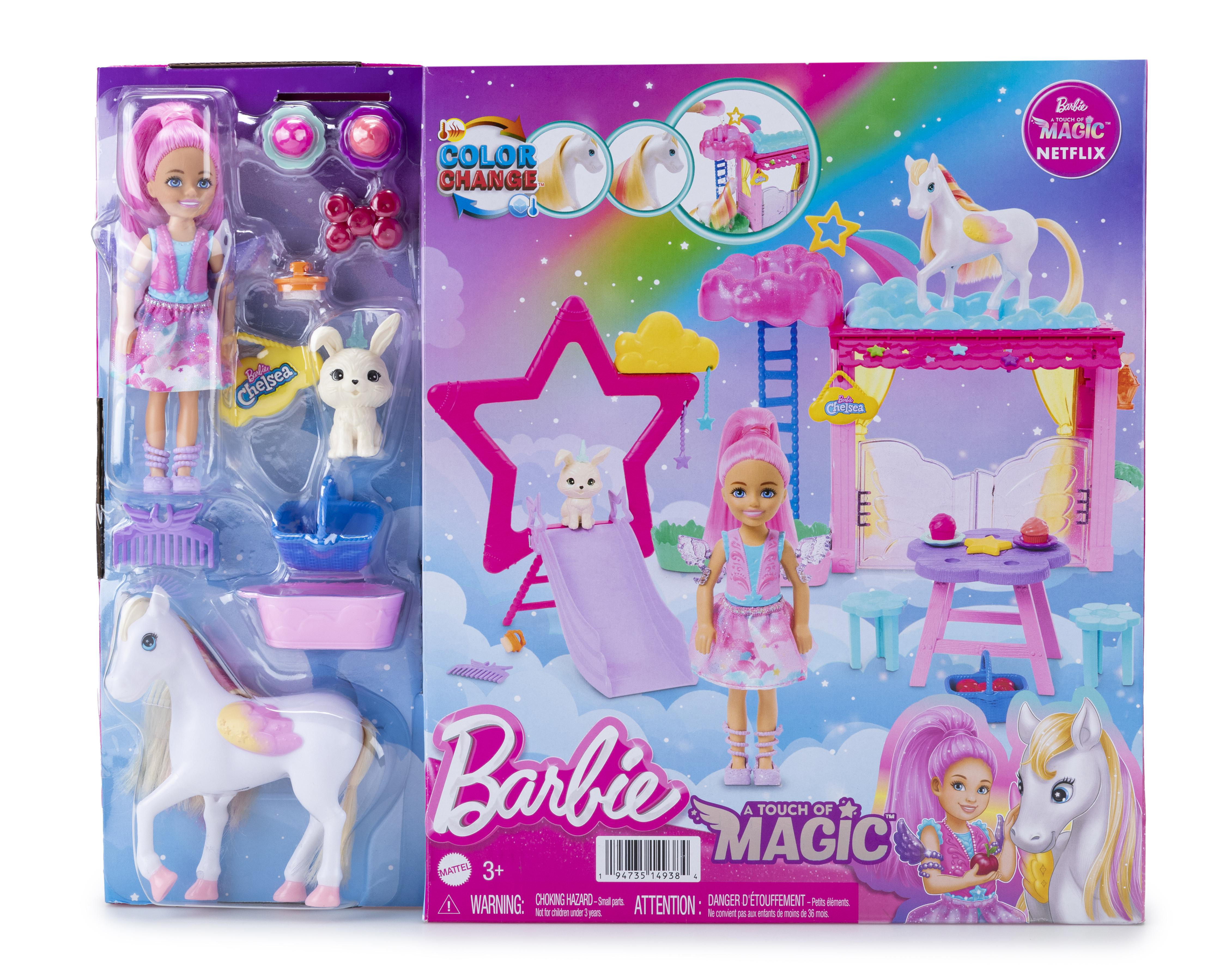 Muñeca Barbie A Touch of Magic Set de Juego Chelsea y Pegaso