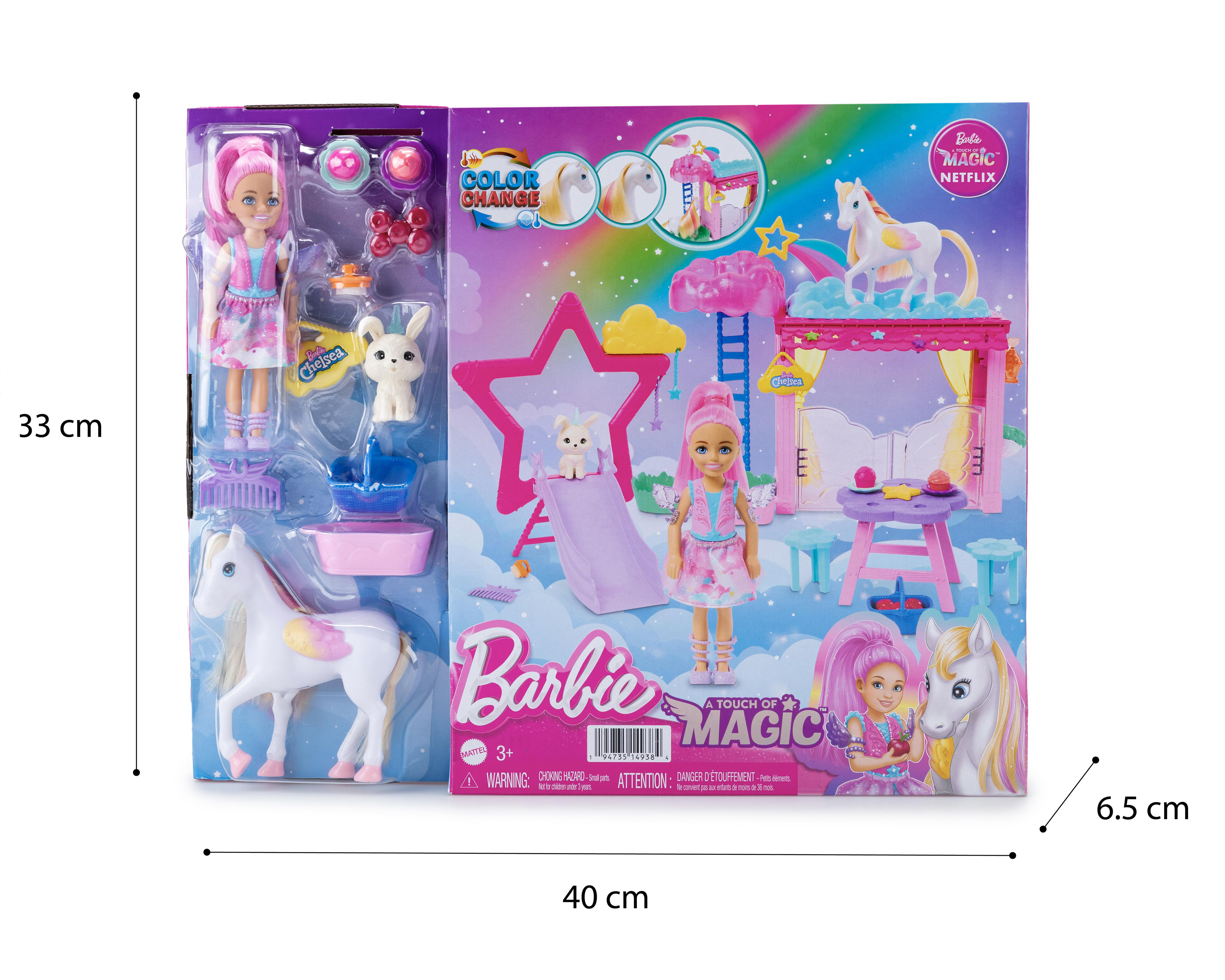 Foto 4 pulgar | Muñeca Barbie A Touch of Magic Set de Juego Chelsea y Pegaso