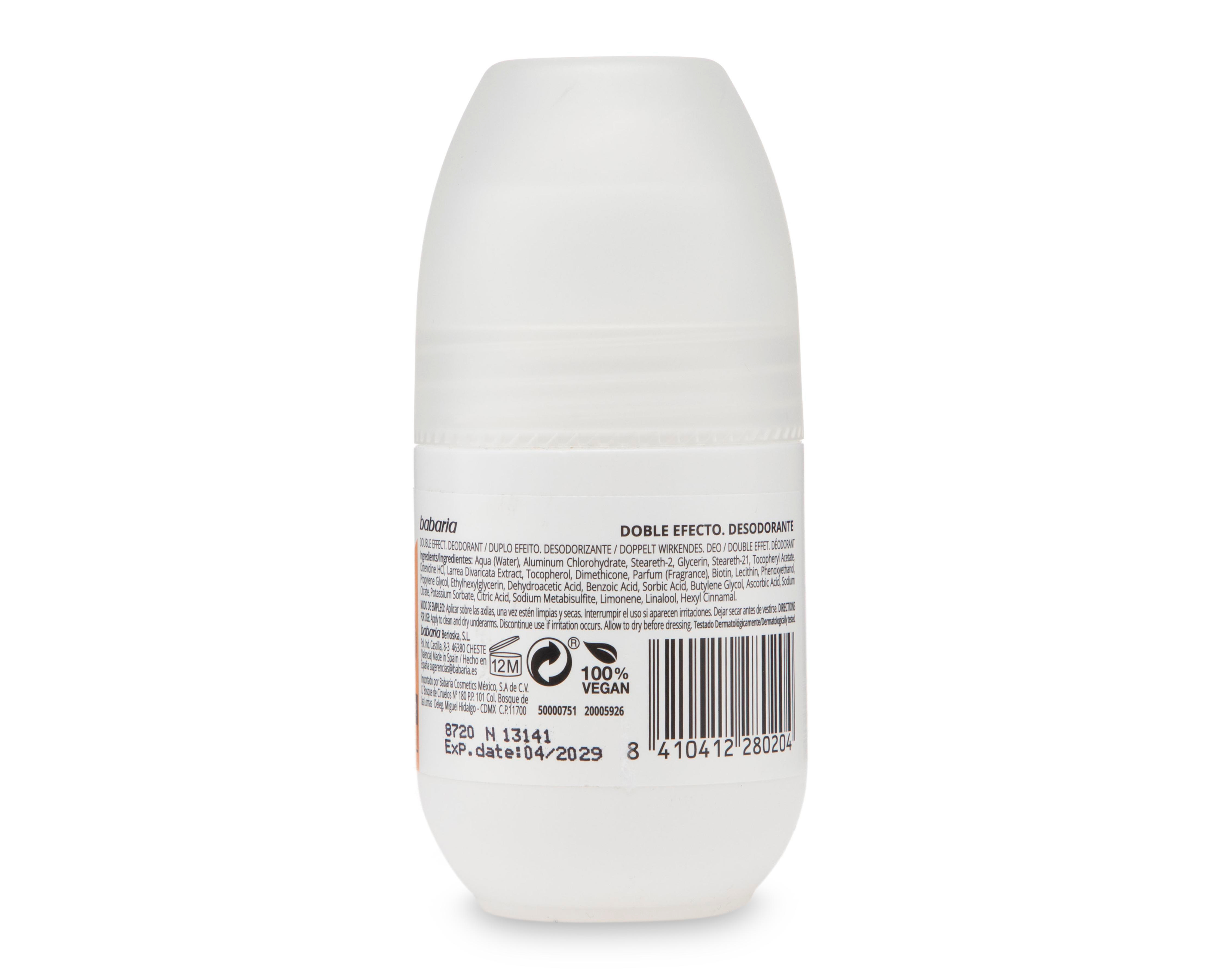 Foto 3 pulgar | Desodorante Roll-On Babaria Doble Efecto con Vitamina E 50 ml