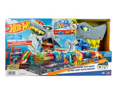 Foto 1 | Pista de Carreras Hot Wheels Lavado de Autos Mega Tiburón