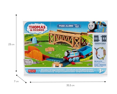 Foto 3 | Pista y Tren de Juguete Fisher-Price Thomas & Friends Entrega en el Puente de Madera