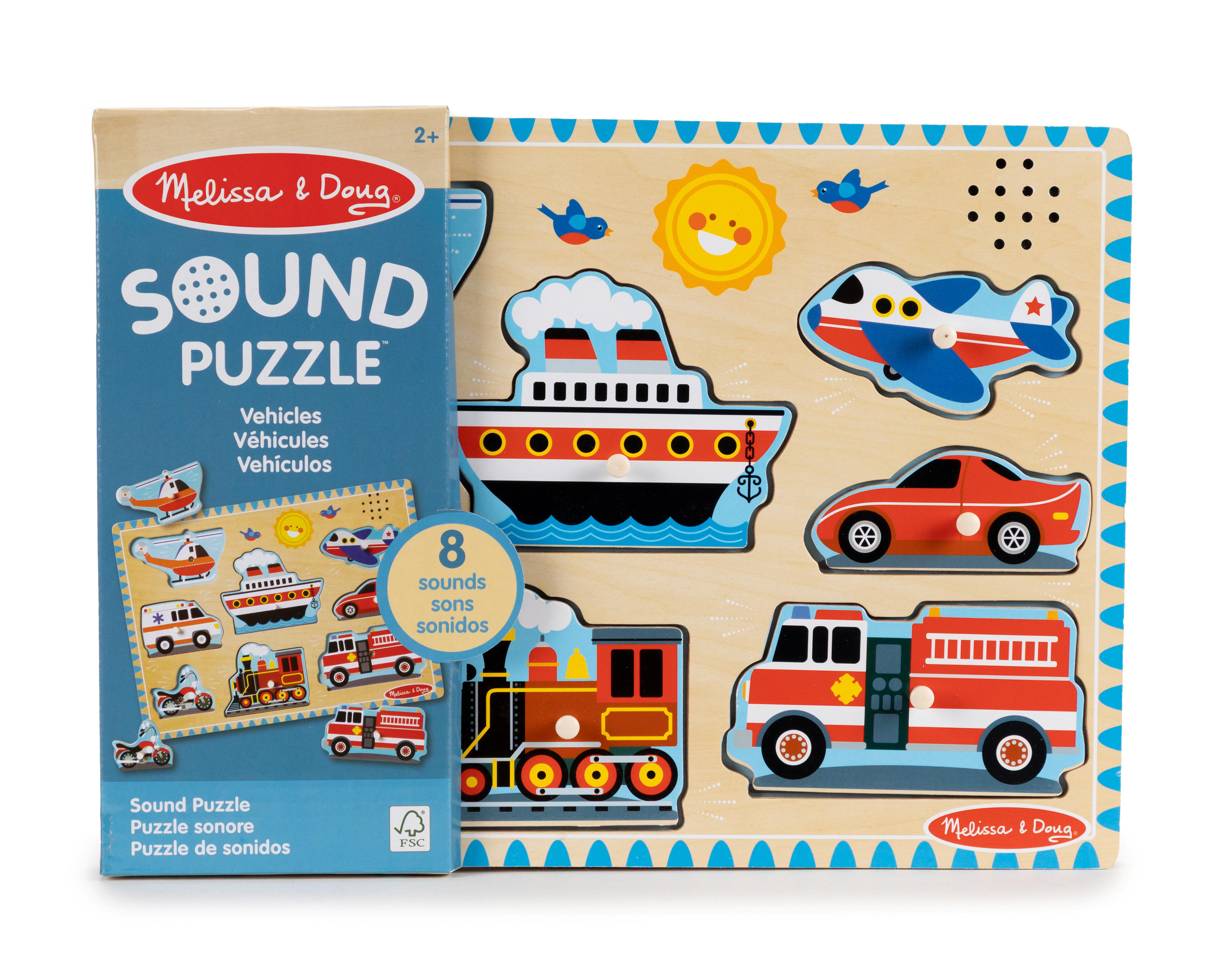 Rompecabezas con Sonido de Vehículos Melissa & Doug 8 Piezas