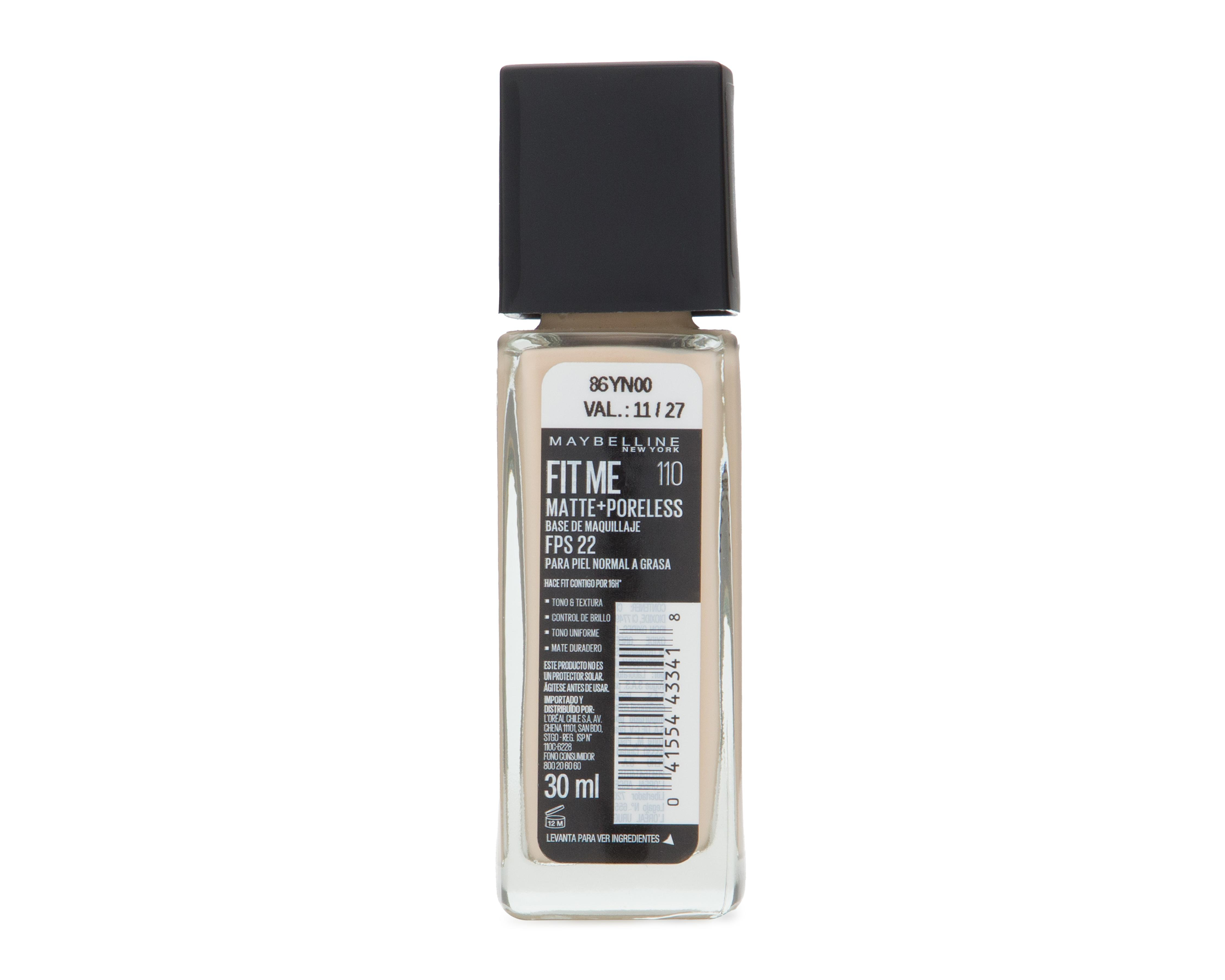 Foto 3 pulgar | Base de Maquillaje Maybelline Fit Me Matte + Poreless 110 Porcelain 30 ml