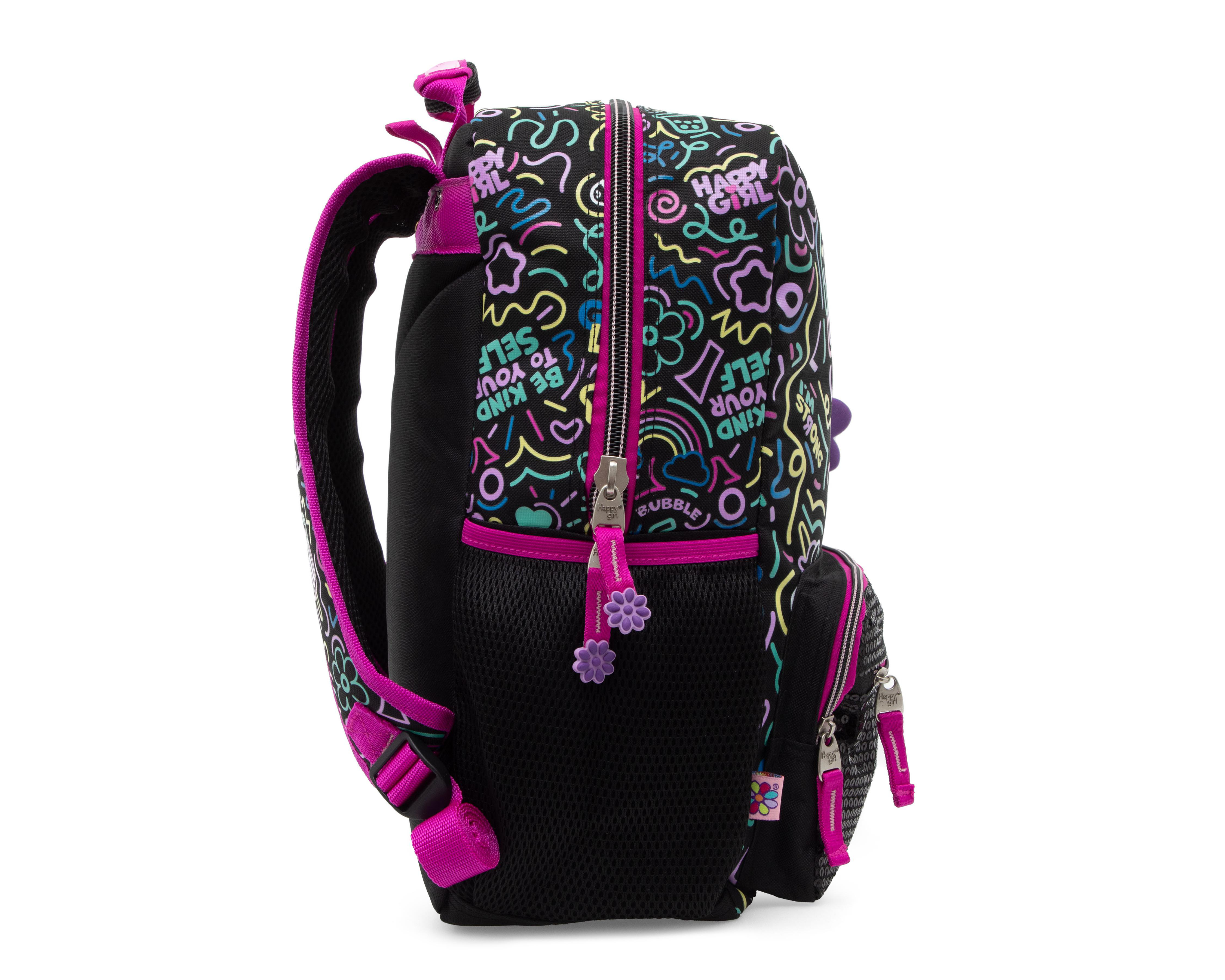 Foto 4 pulgar | Mochila Escolar Chenson Happy Girl Negra