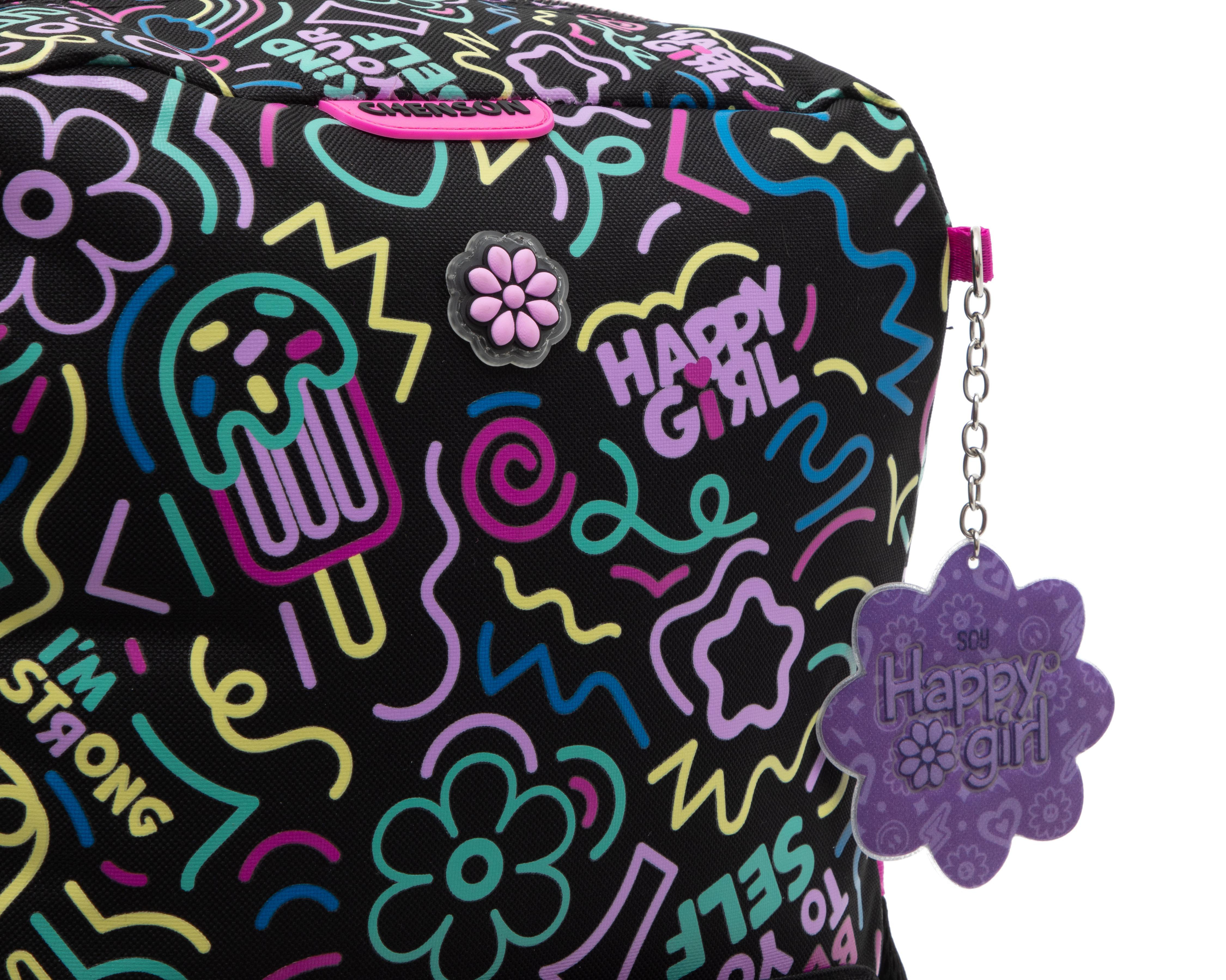 Foto 6 pulgar | Mochila Escolar Chenson Happy Girl Negra