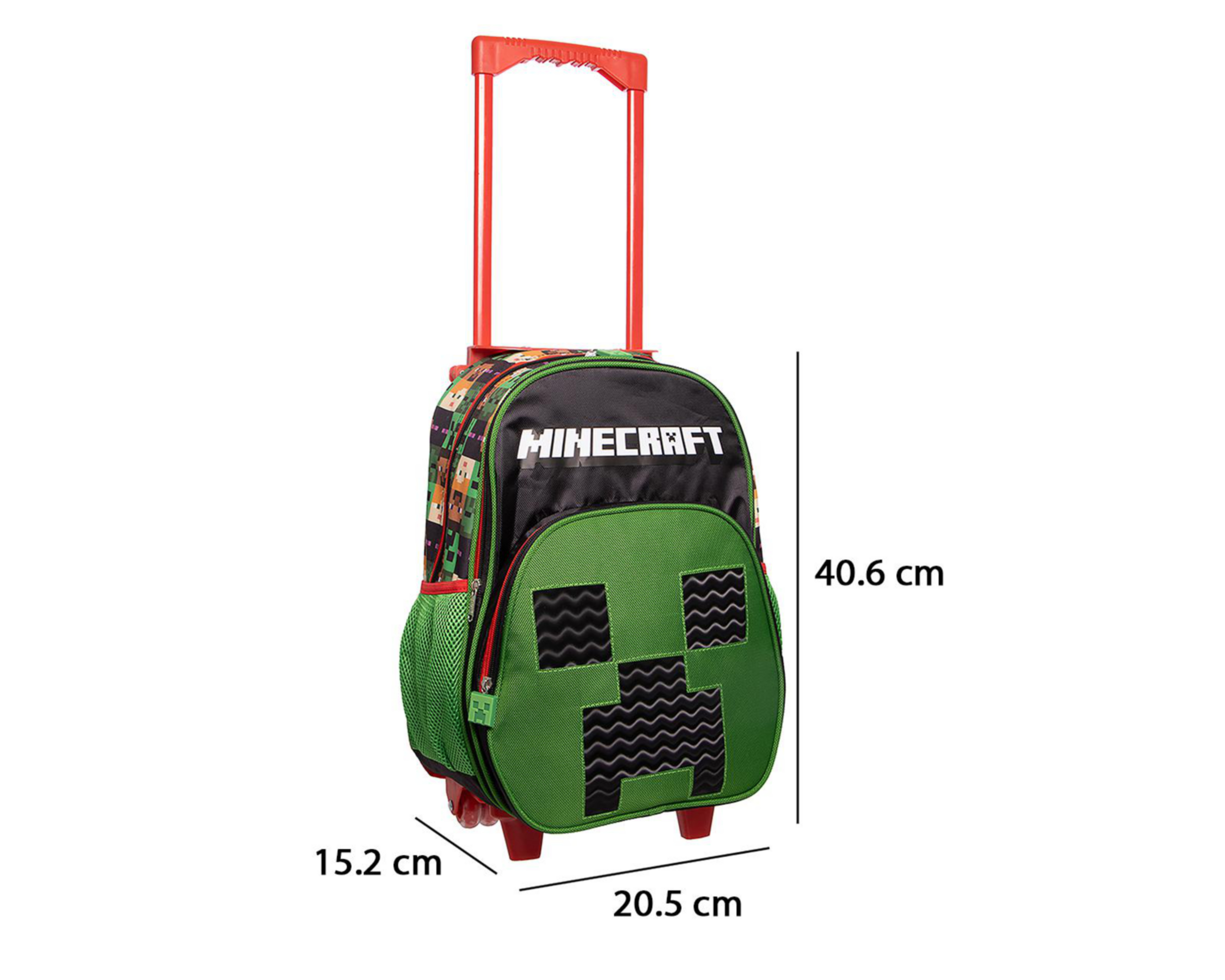Foto 7 pulgar | Mochila con Ruedas Minecraft Estampada