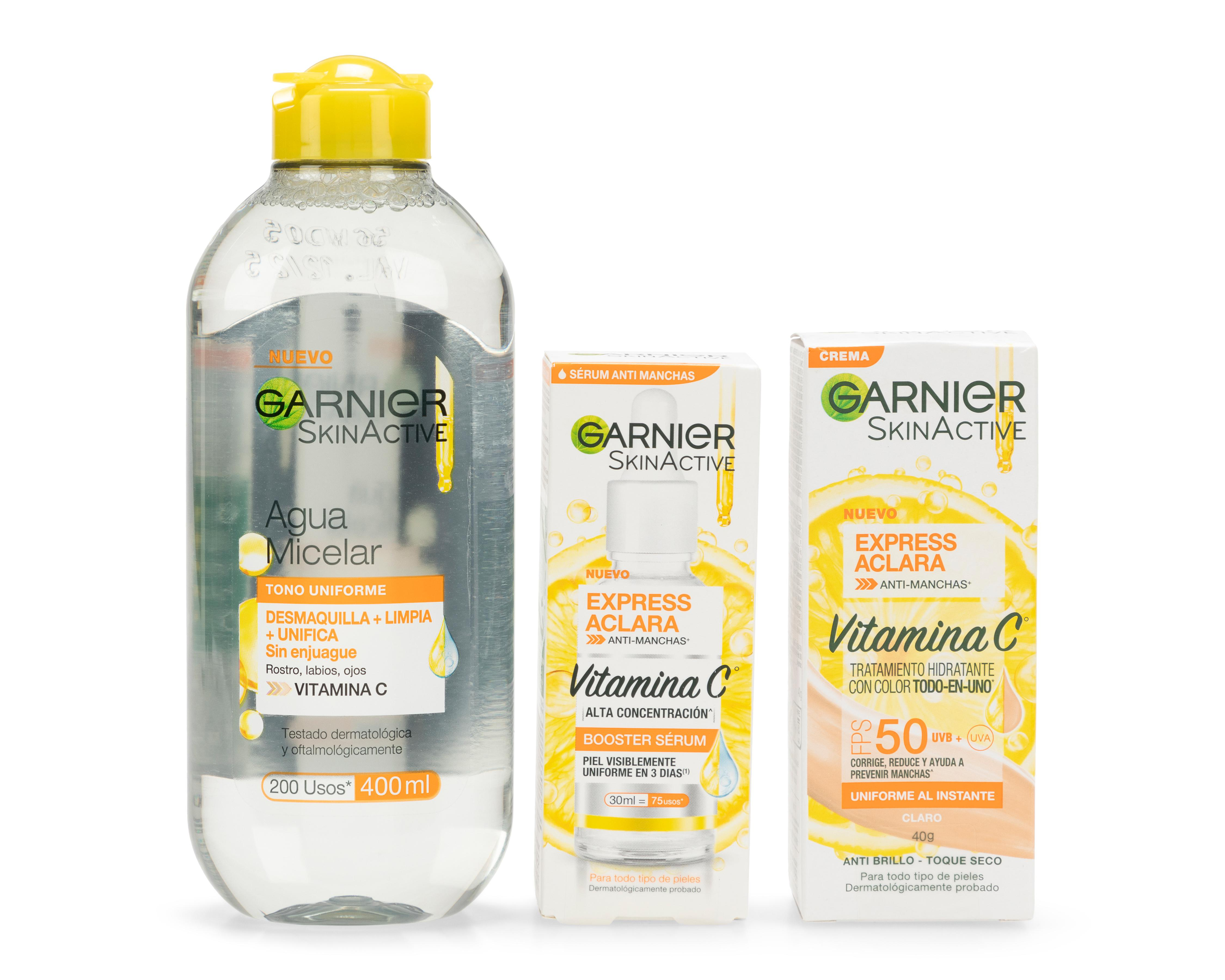 Foto 2 pulgar | Kit Garnier Skin Active Express Aclara Antimanchas con Vitamina C 3 Piezas