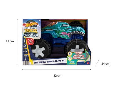 Foto 3 | Carro de Control Remoto Hot Wheels Monster Trucks Power Smashers