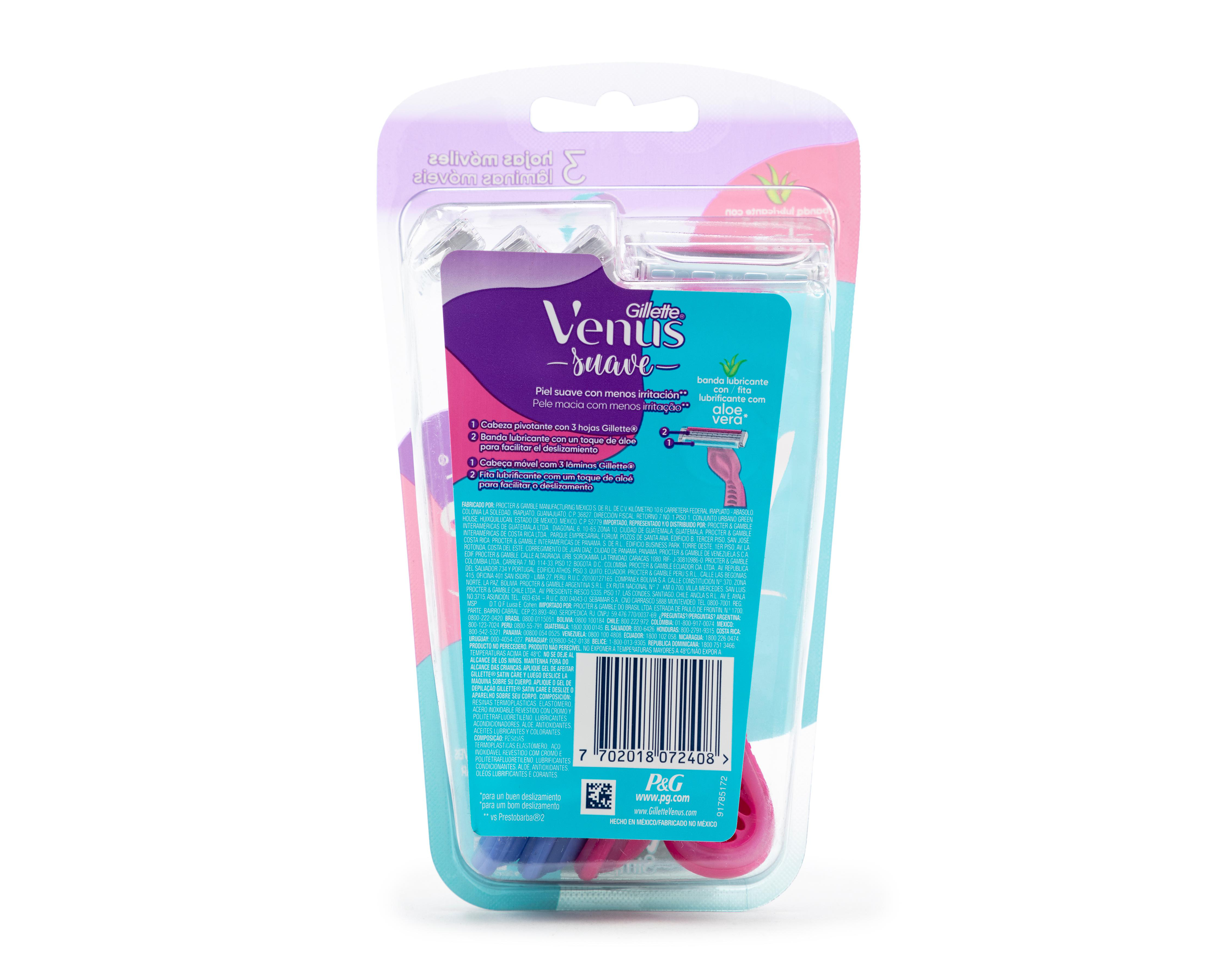Foto 3 pulgar | Rastrillo Gillette Venus Suave con Lubricante 4 Piezas