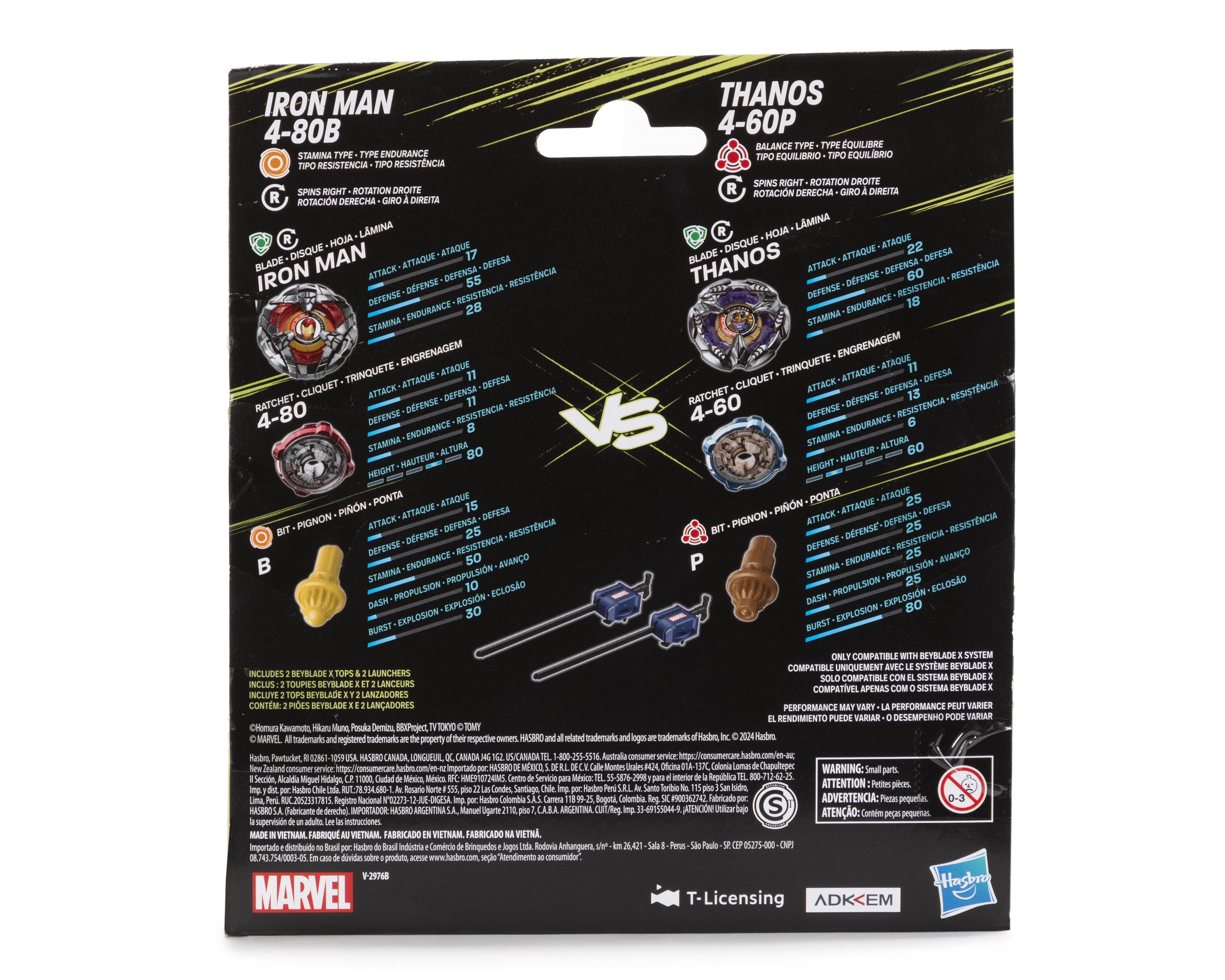 Foto 3 pulgar | Beyblade X Marvel Iron Man vs Thanos