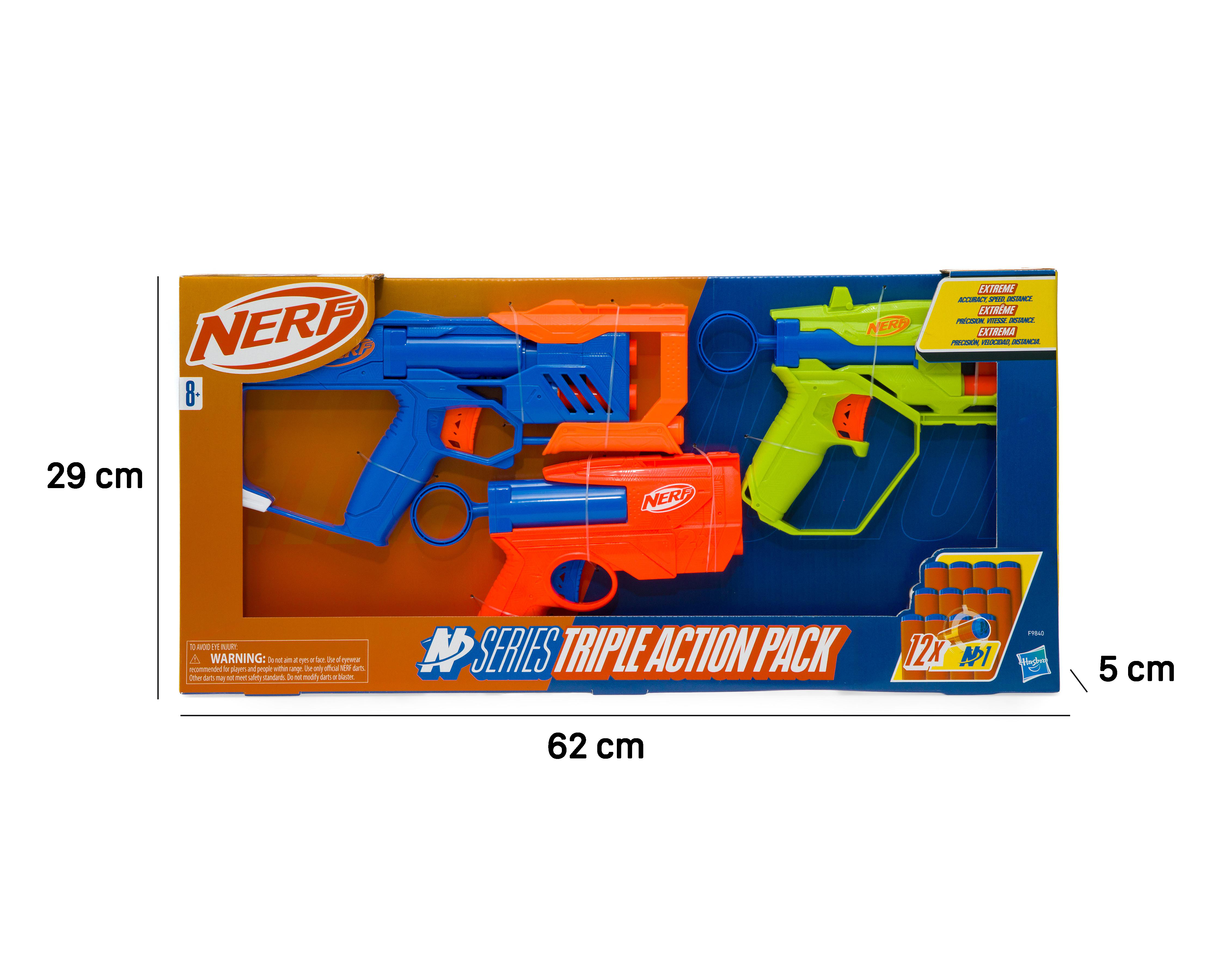 Foto 9 pulgar | Lanzadardos Nerf N Series Triple Action Pack 3 Piezas
