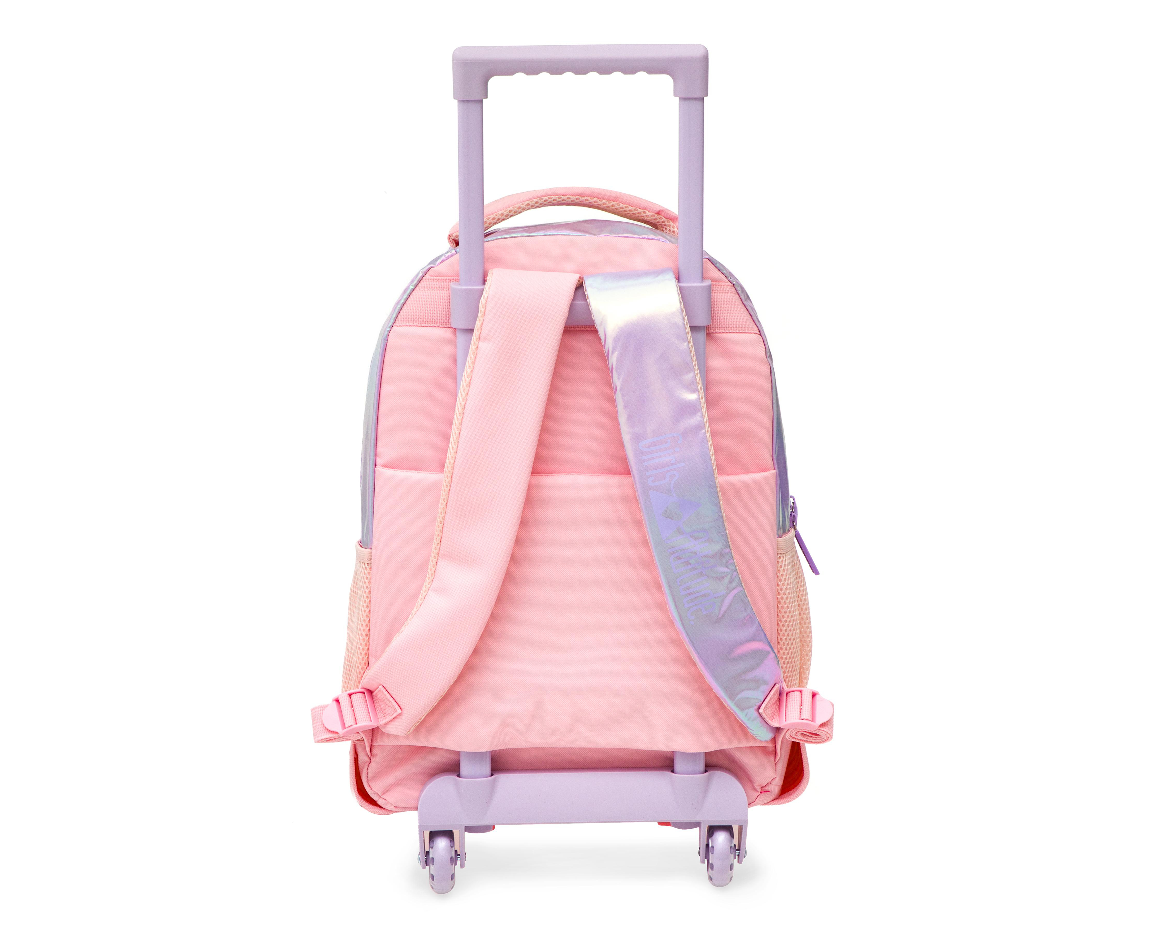 Foto 4 pulgar | Mochila con Ruedas Girls Attitude Rosa y Lila