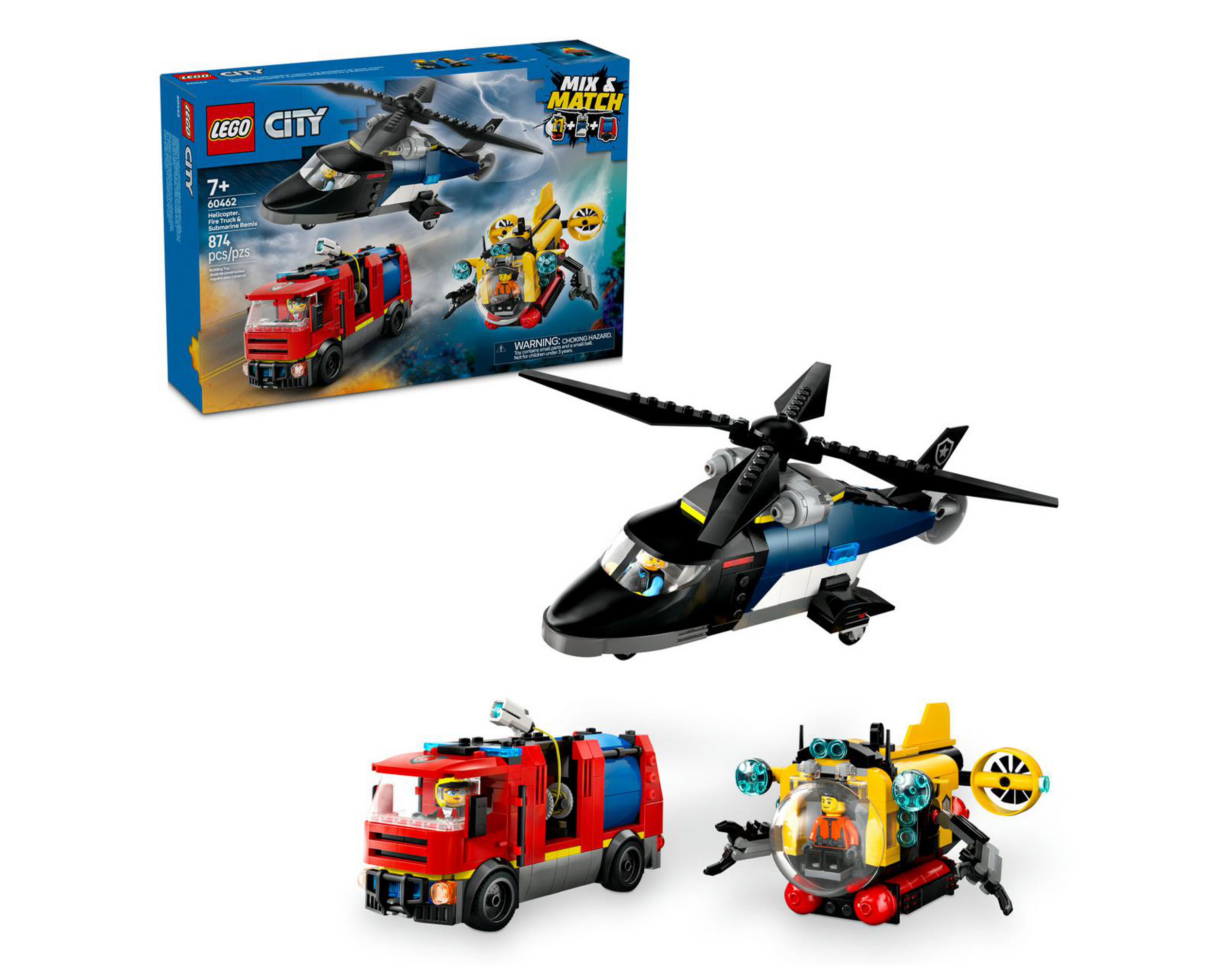 Foto 2 pulgar | LEGO City: Remix Helicóptero Camión de Bomberos y Submarino