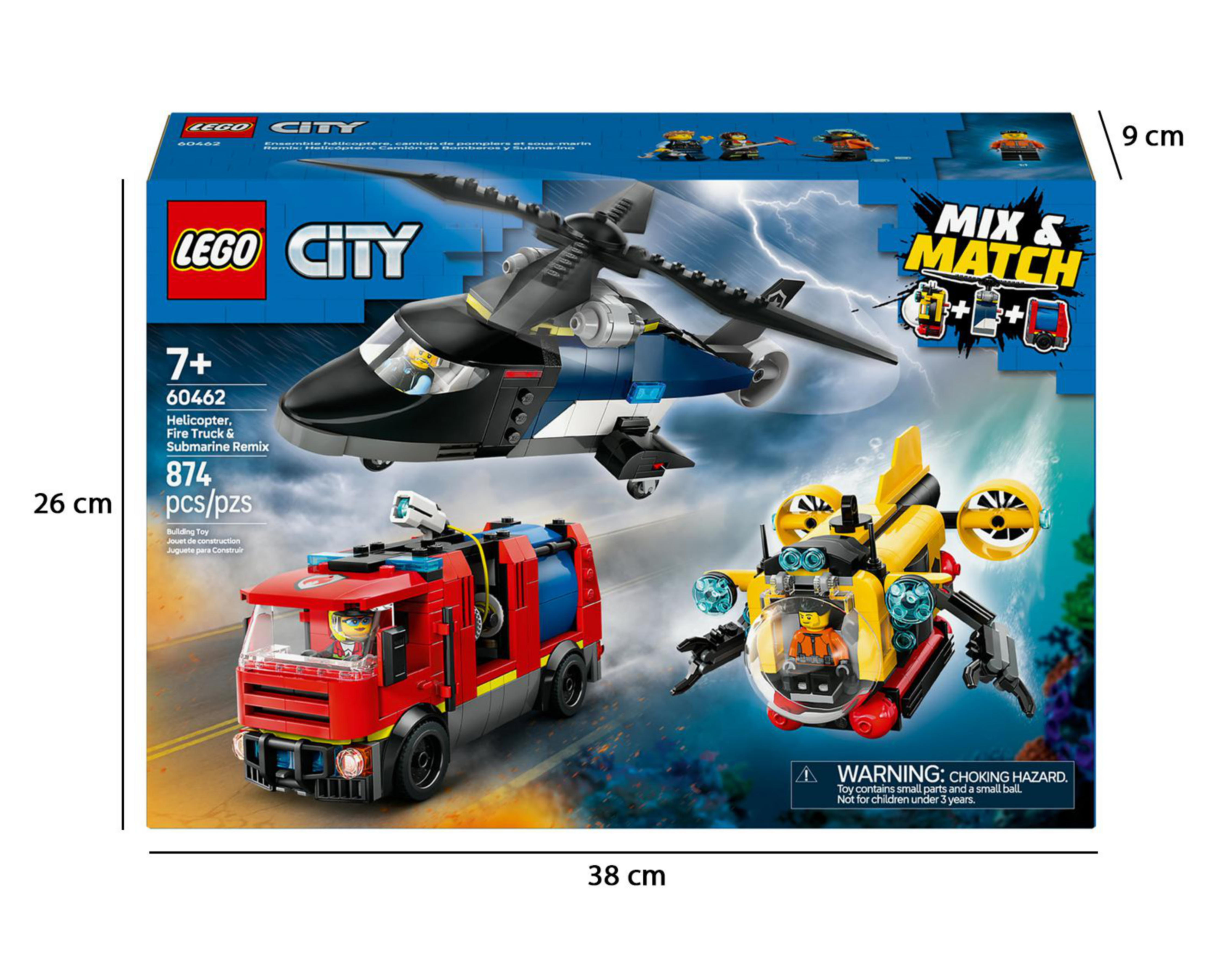 Foto 11 pulgar | LEGO City: Remix Helicóptero Camión de Bomberos y Submarino