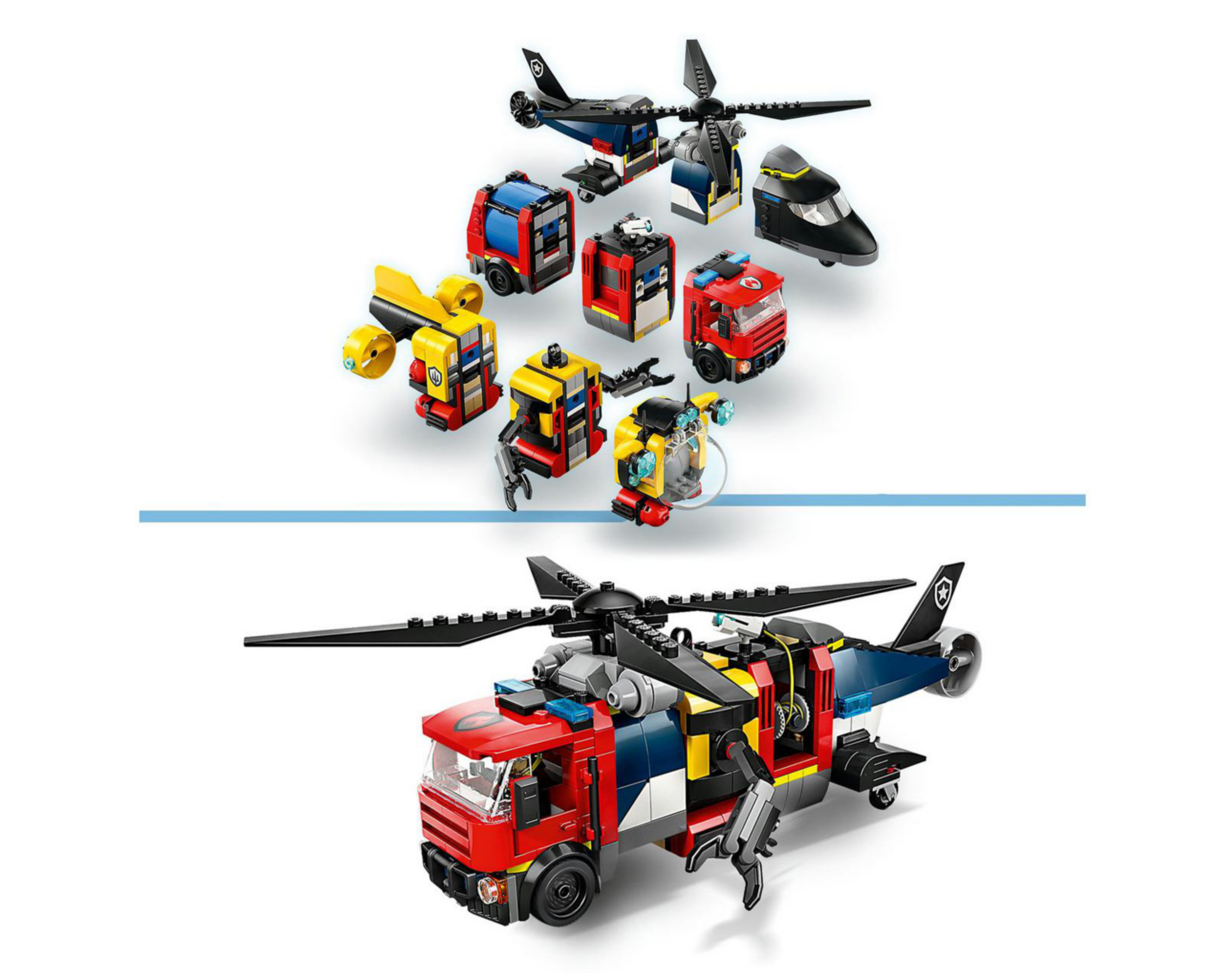 Foto 8 pulgar | LEGO City: Remix Helicóptero Camión de Bomberos y Submarino