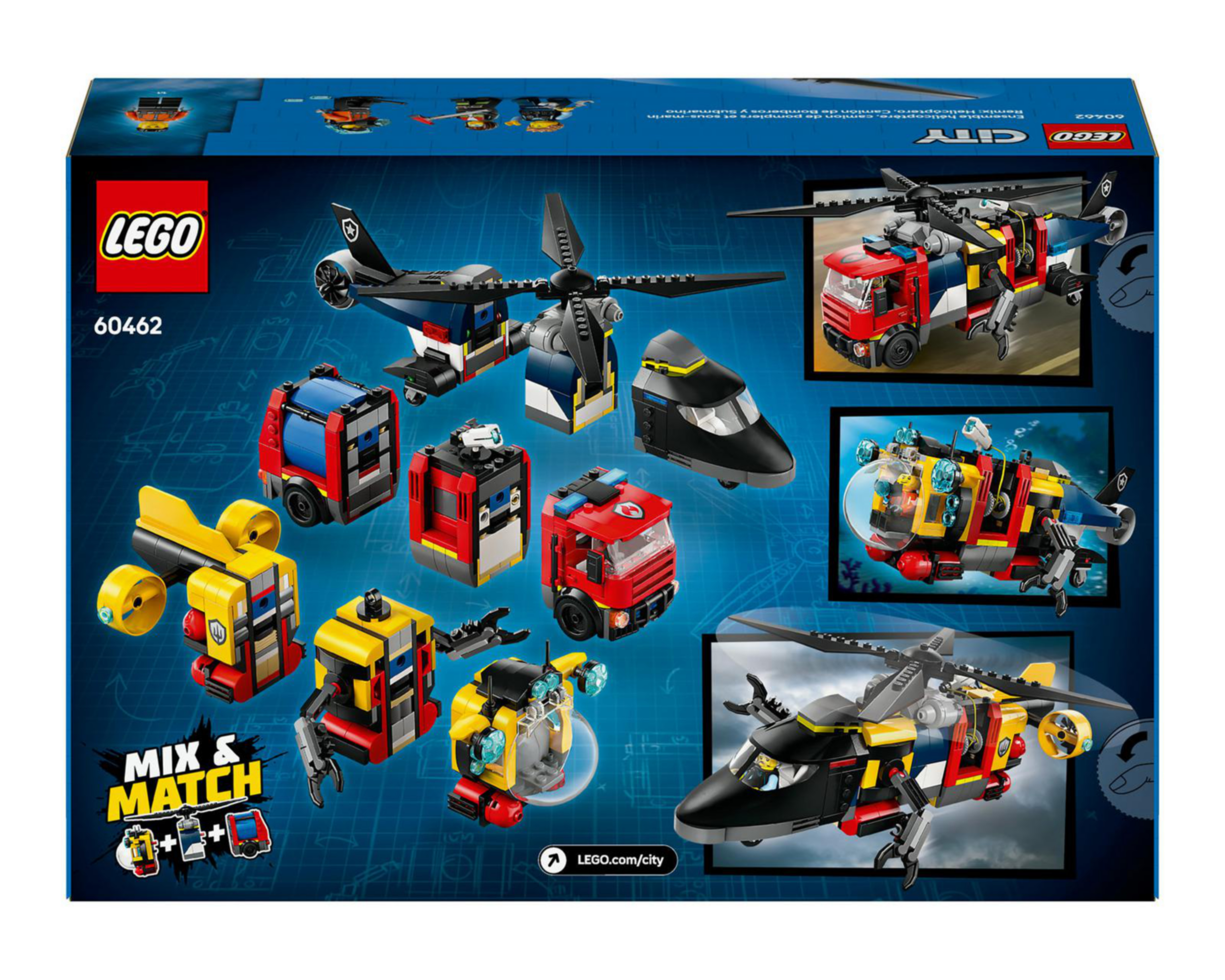 Foto 10 pulgar | LEGO City: Remix Helicóptero Camión de Bomberos y Submarino