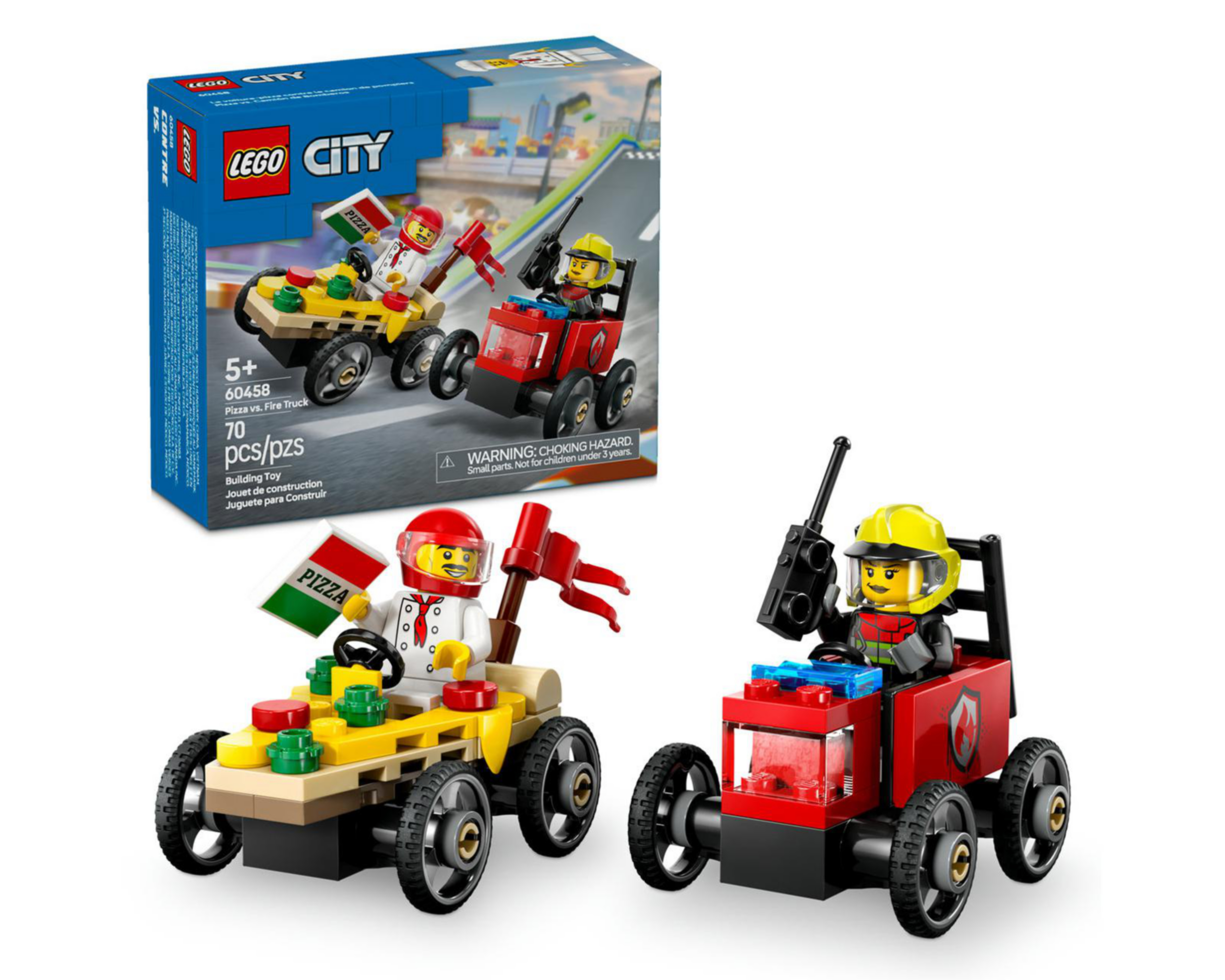 Foto 2 pulgar | LEGO City: Pack de Coches de Carreras Pizza vs Camión de Bomberos
