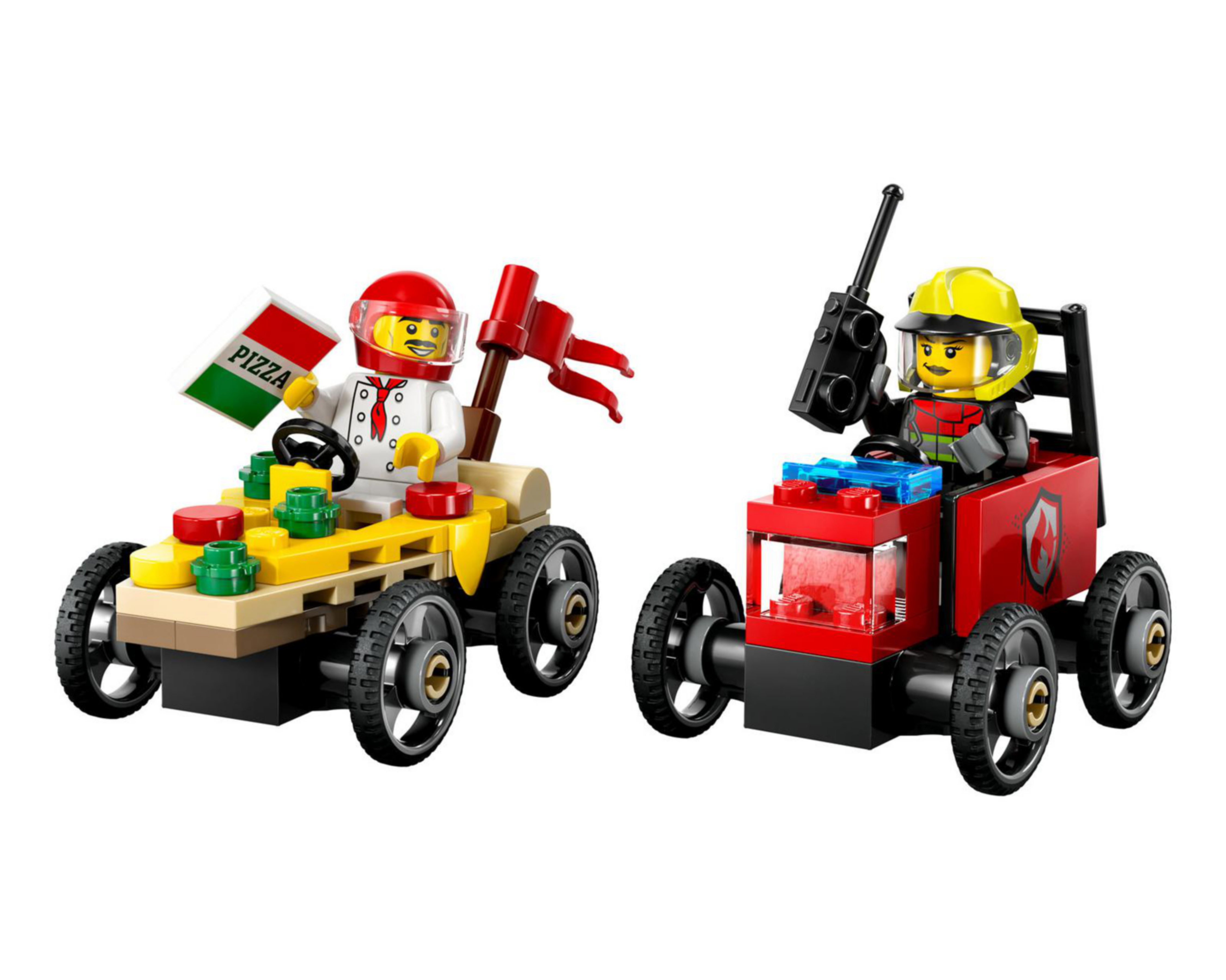 Foto 4 pulgar | LEGO City: Pack de Coches de Carreras Pizza vs Camión de Bomberos