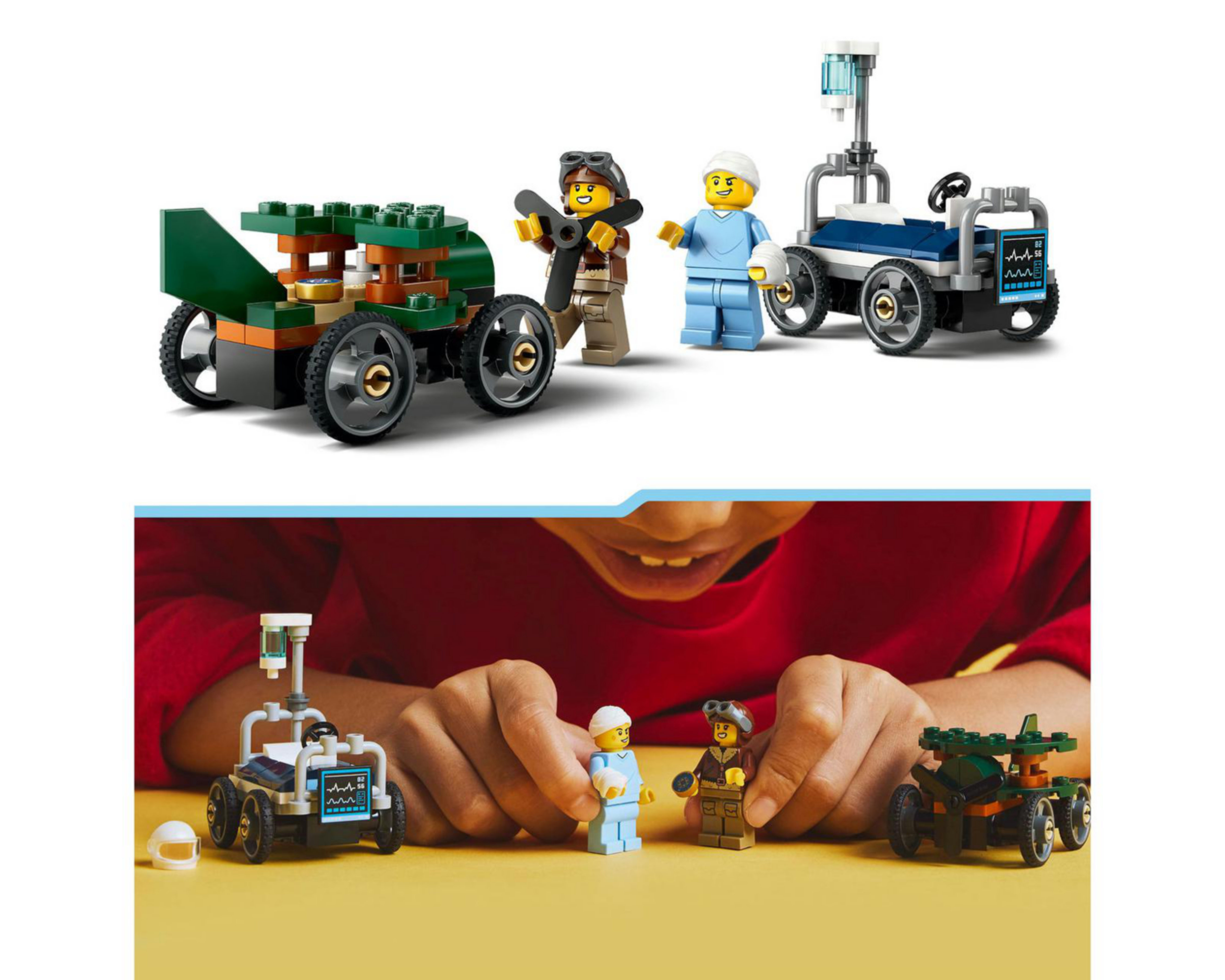 Foto 9 pulgar | LEGO City: Pack de Coches de Carreras Avión vs Cama de Hospital