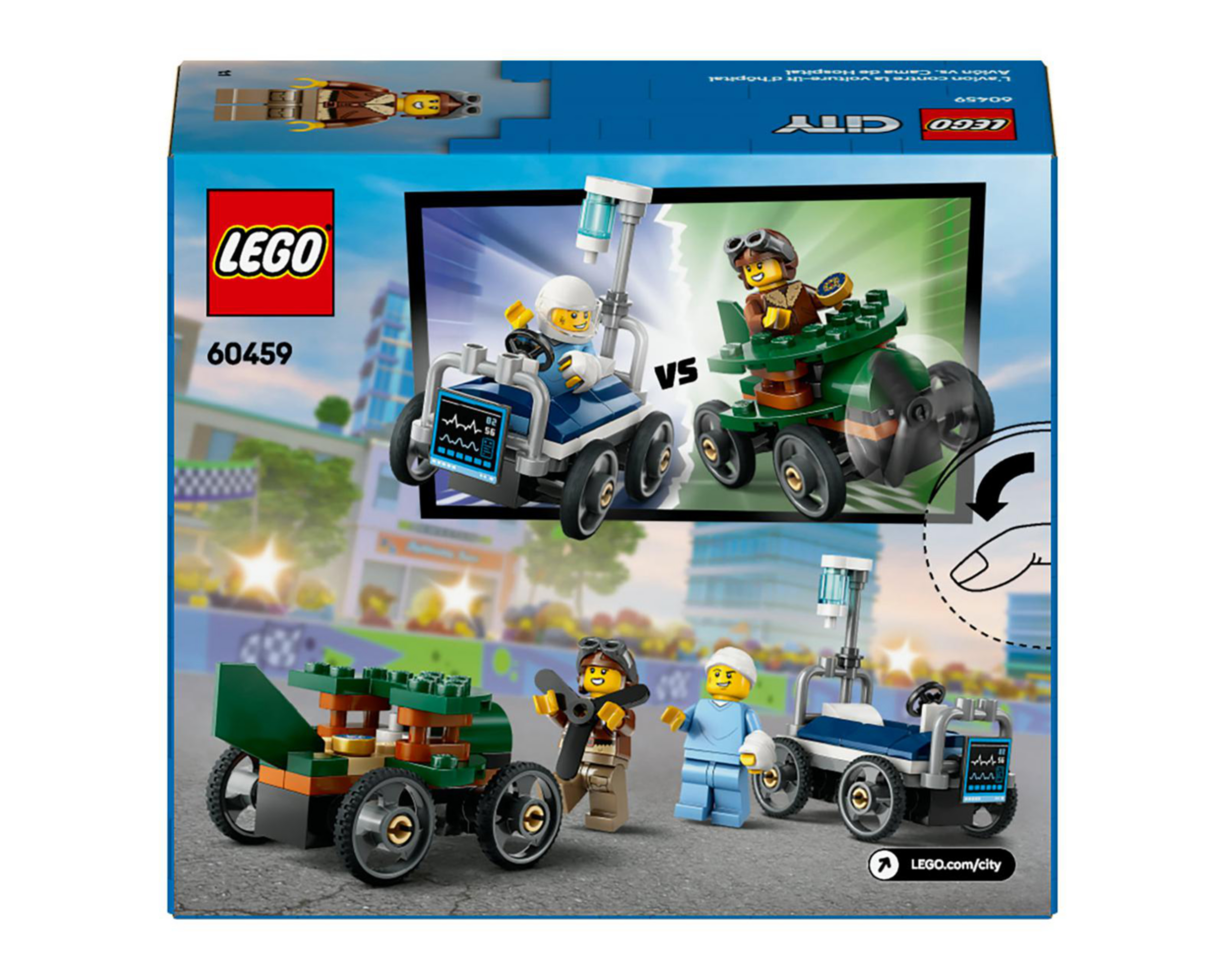 Foto 10 pulgar | LEGO City: Pack de Coches de Carreras Avión vs Cama de Hospital